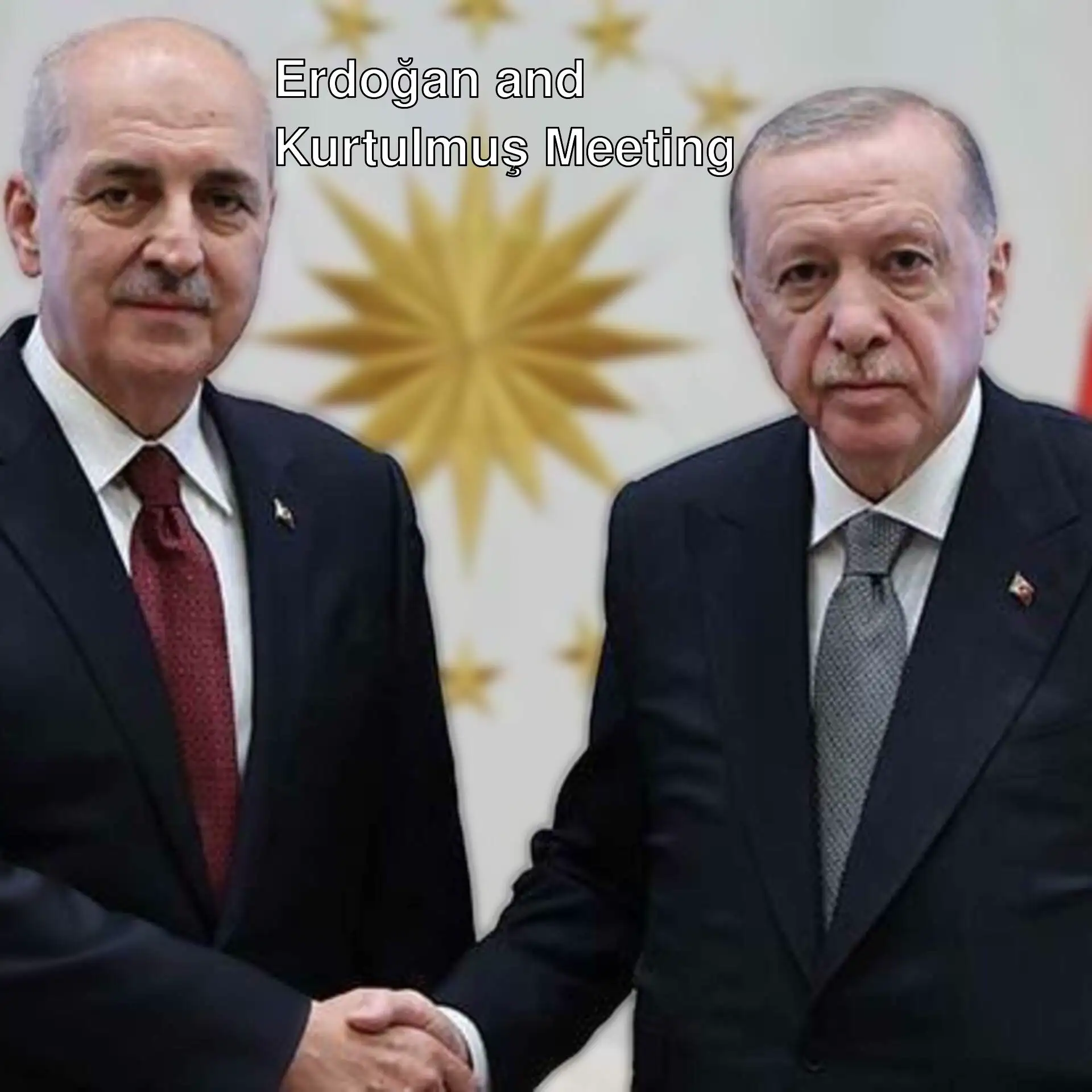 President Erdoğan and Parliament Speaker Kurtulmuş shaking hands. President Erdoğan and Parliament Speaker Kurtulmuş shaking hands.