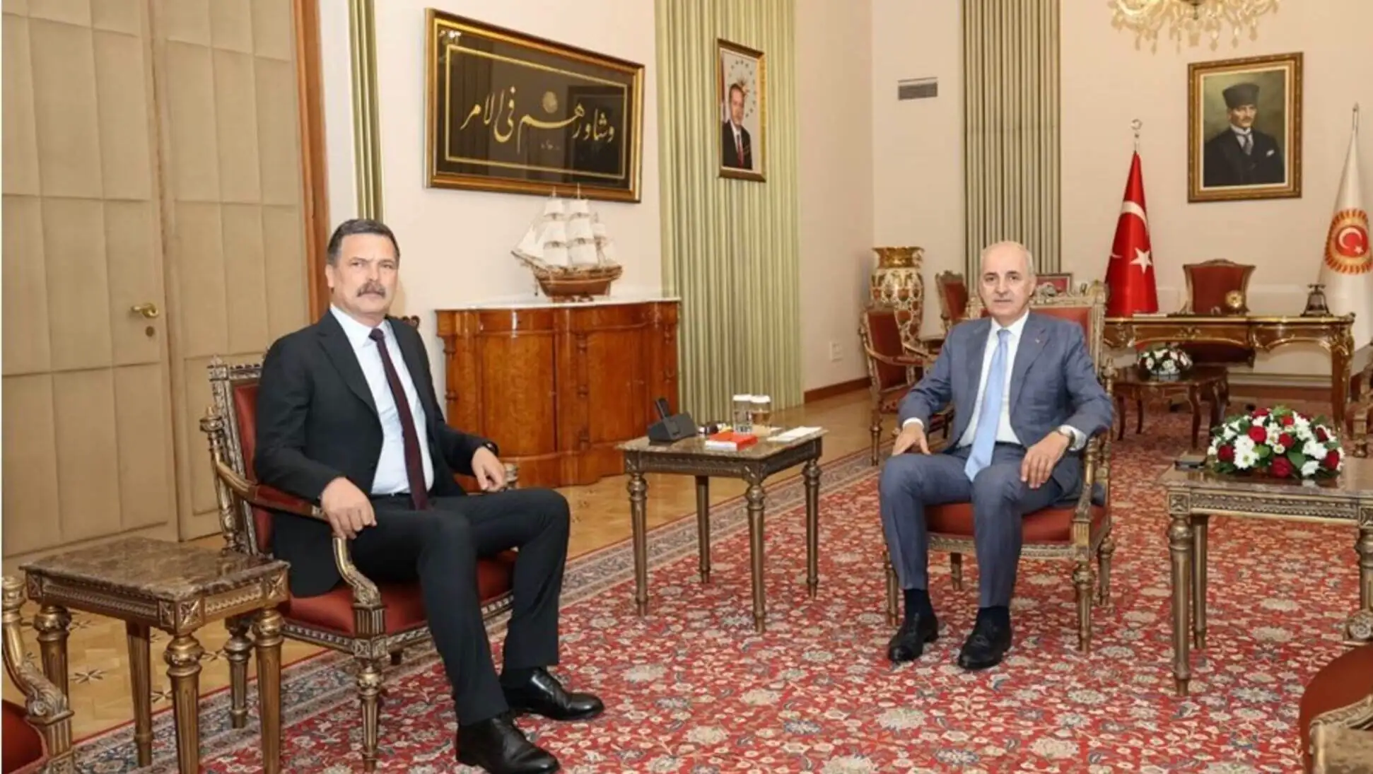TBMM Başkanı Numan Kurtulmuş, TİP lideri Erkan Baş'la görüştü. TBMM Başkanı Numan Kurtulmuş, TİP lideri Erkan Baş'la görüştü.