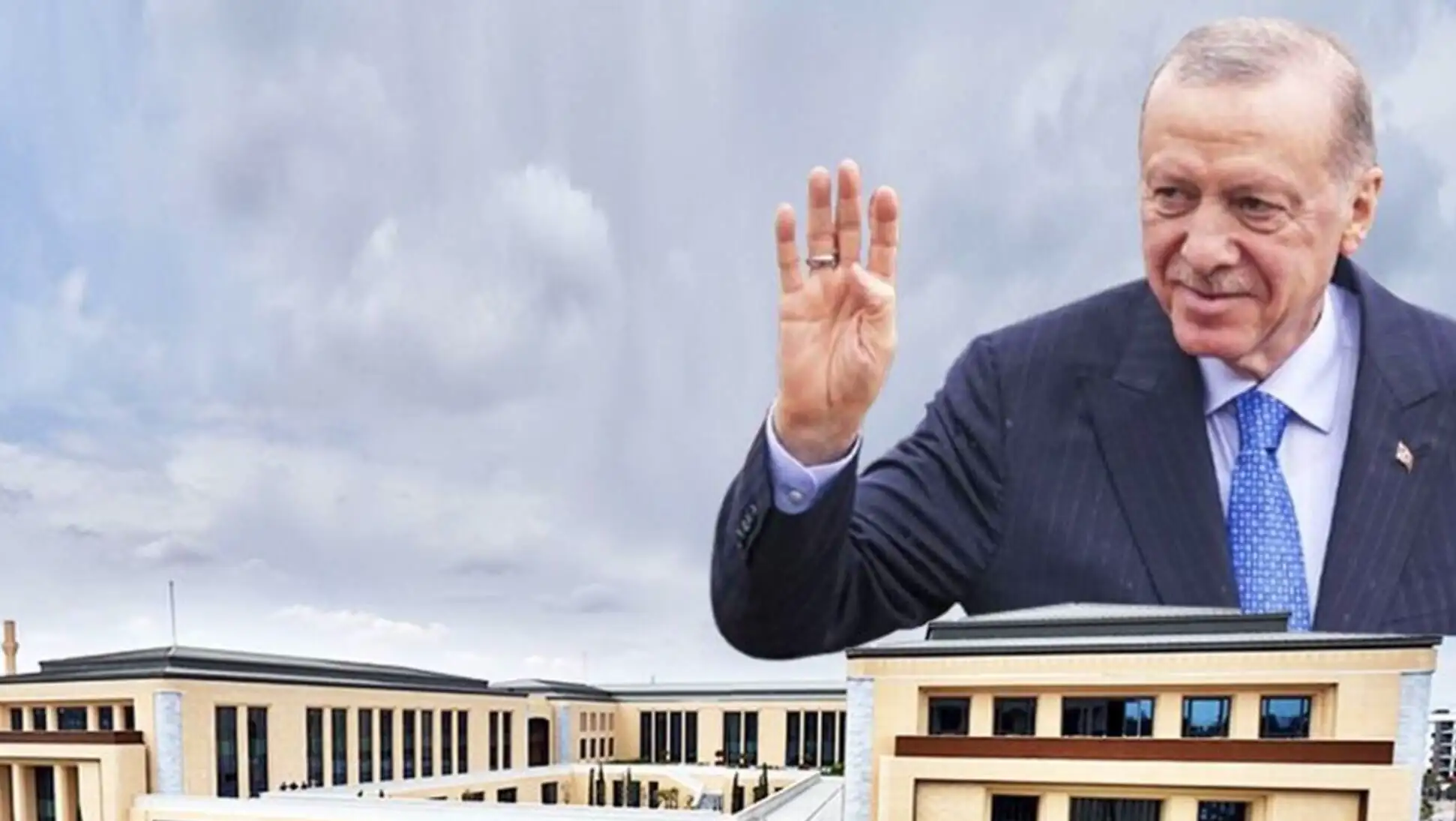 President Erdoğan raising his hand during an official ceremony in TRNC. President Erdoğan raising his hand during an official ceremony in TRNC.