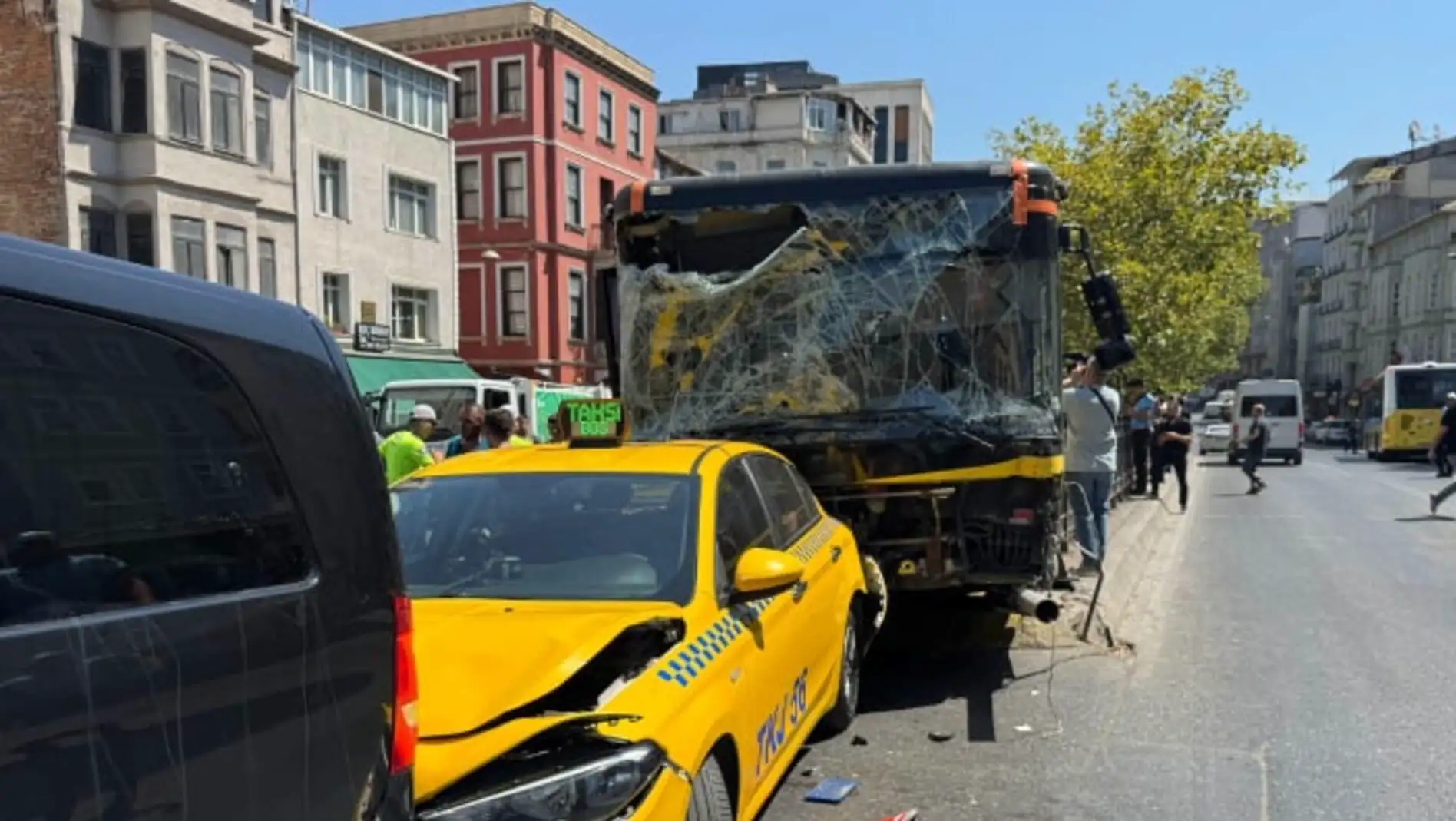 An accident involving a bus from behind. An accident involving a bus from behind.