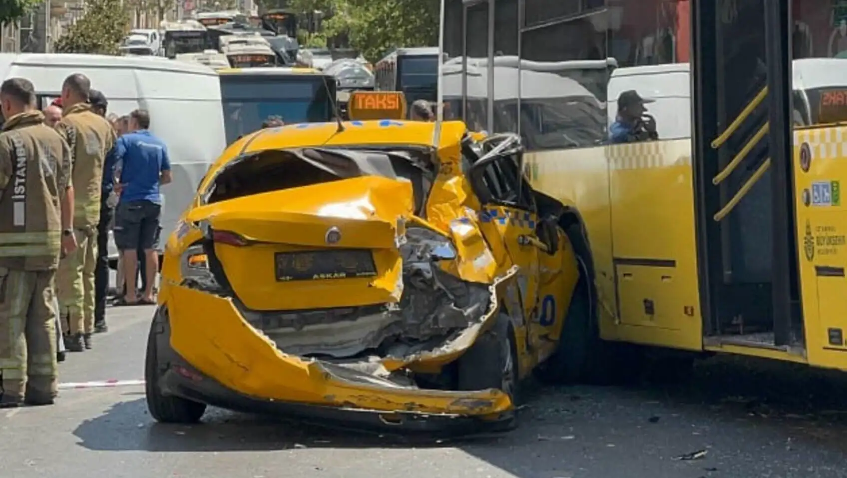 The back of a bus involved in the accident. The back of a bus involved in the accident.