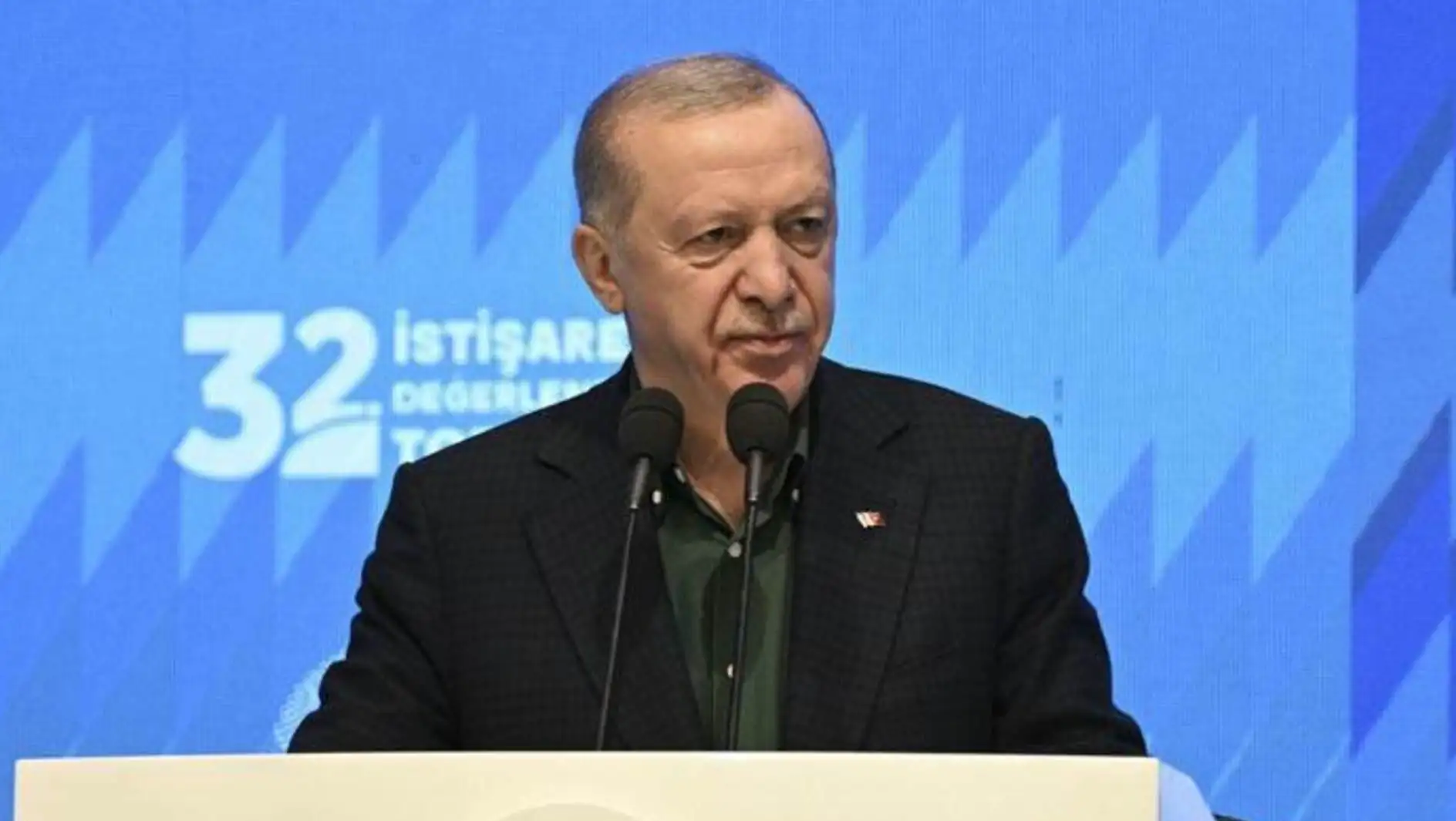 President Erdoğan delivering a speech. President Erdoğan delivering a speech.