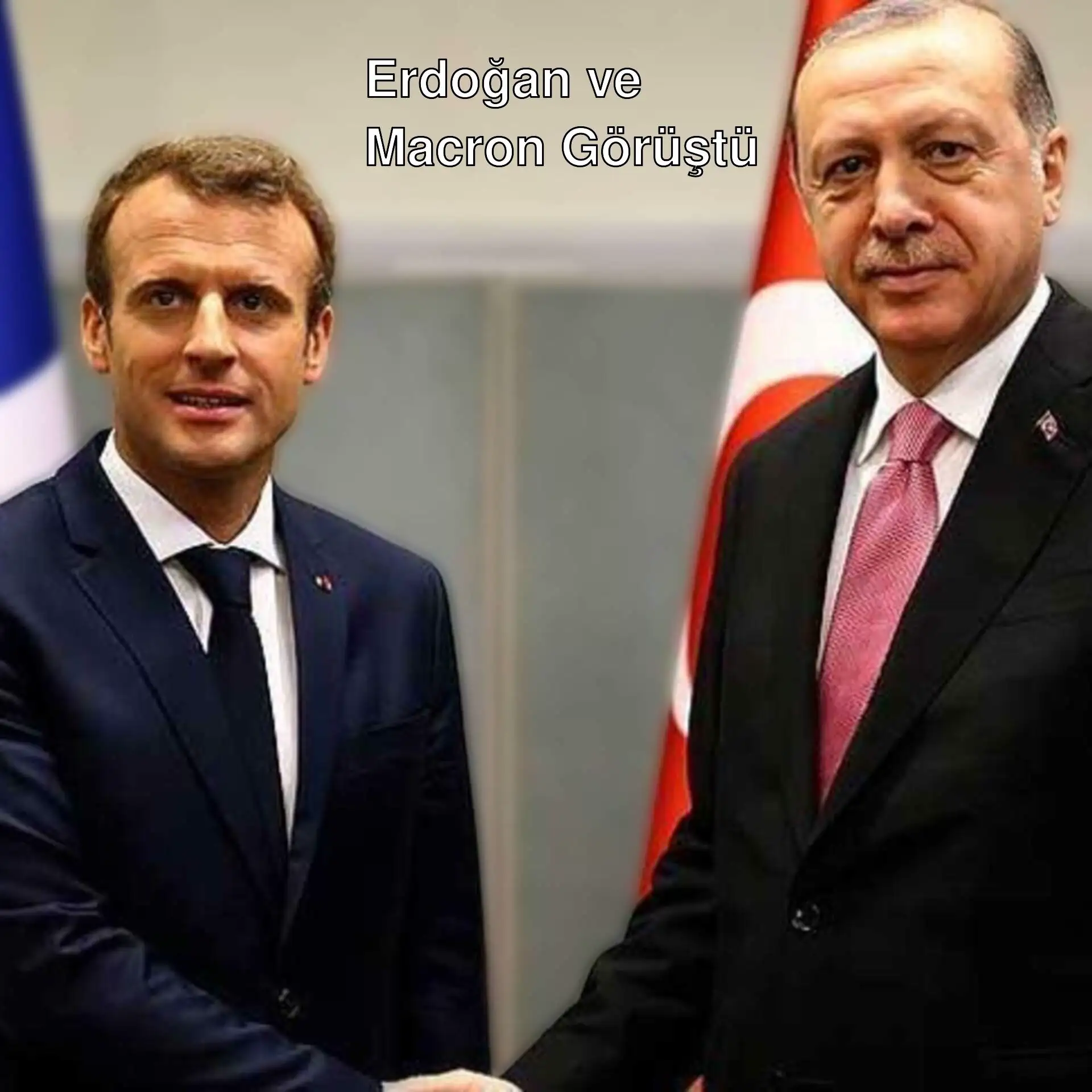 Cumhurbaşkanı Erdoğan ve Macron'un görüşmesi.