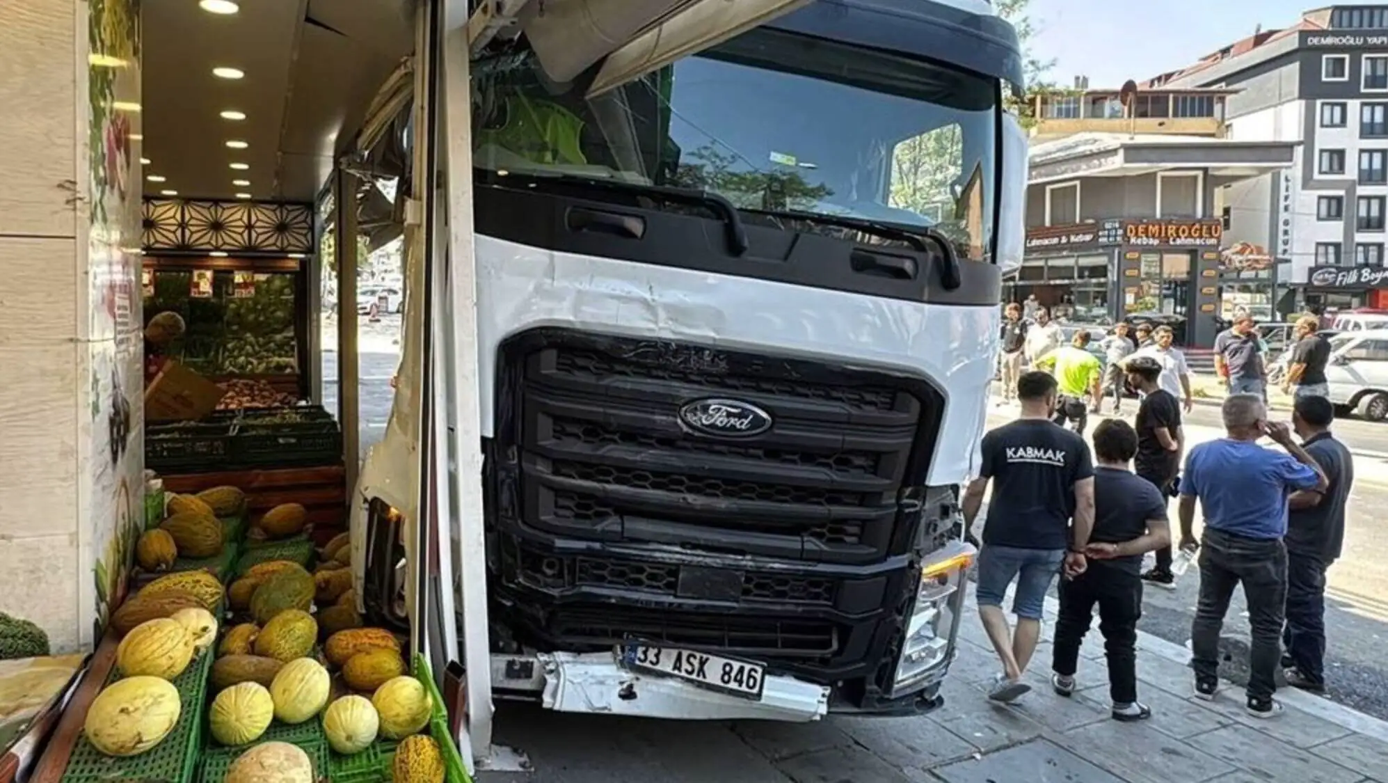 The vehicles hit by the truck.