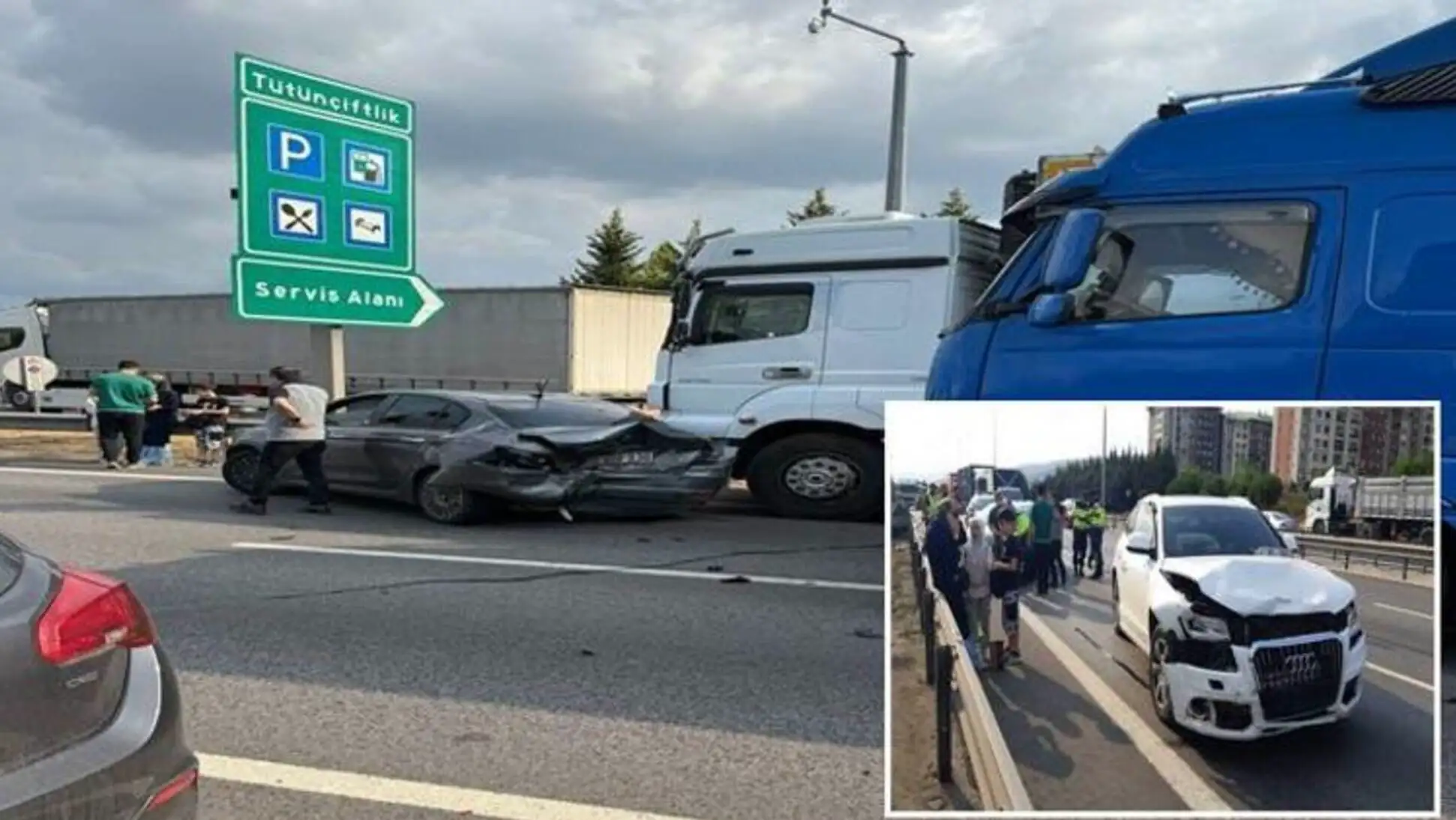 A truck and car crash. A truck and car crash.