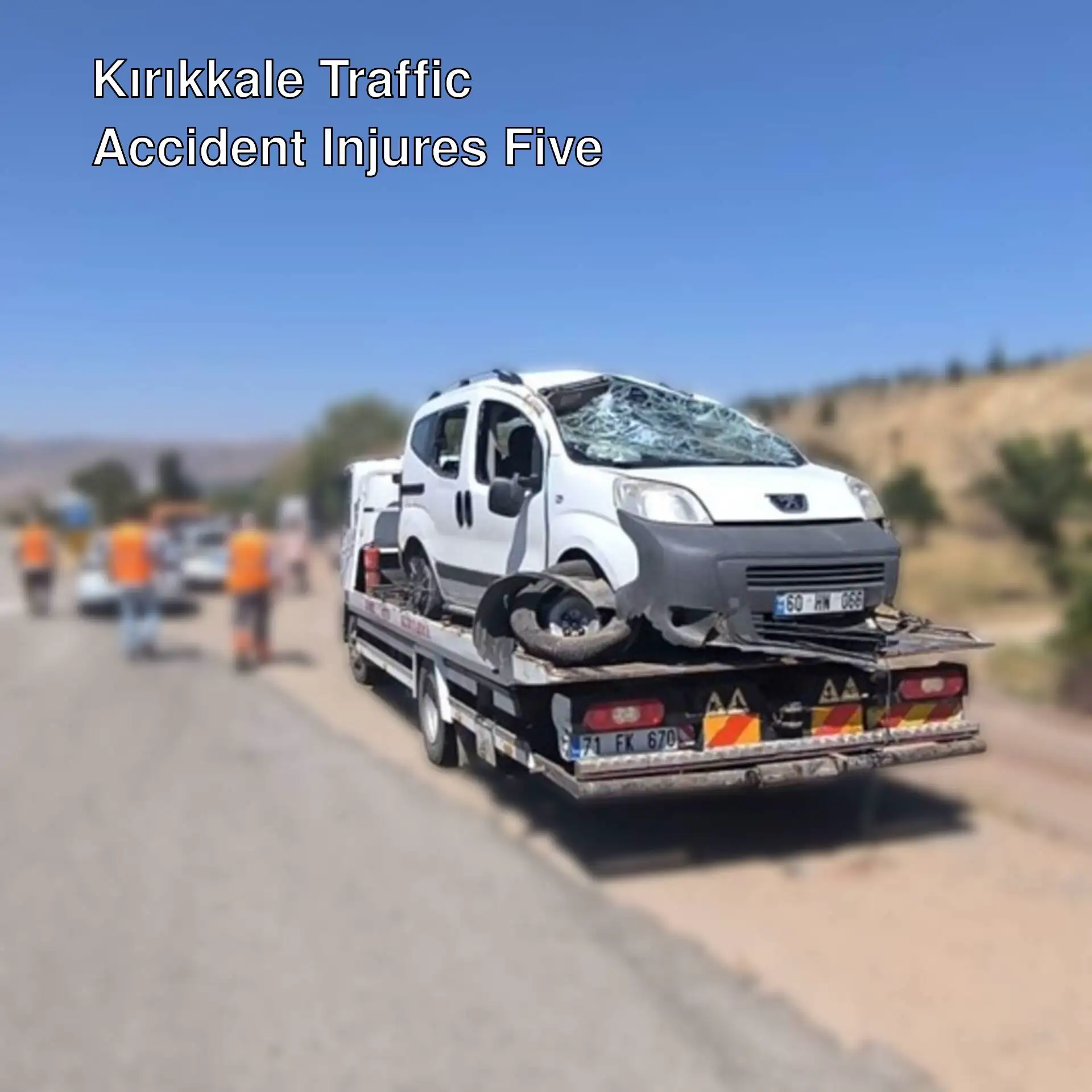 A light commercial vehicle overturned in a traffic accident in Kırıkkale.