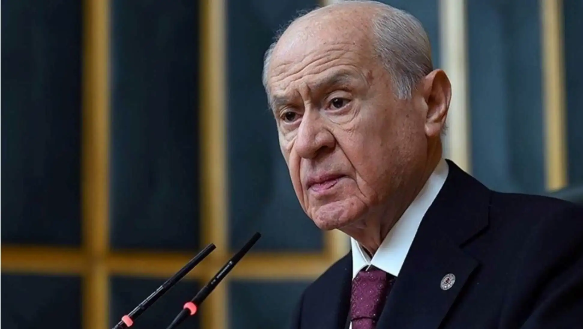 Devlet Bahçeli speaking at a press conference. Devlet Bahçeli speaking at a press conference.
