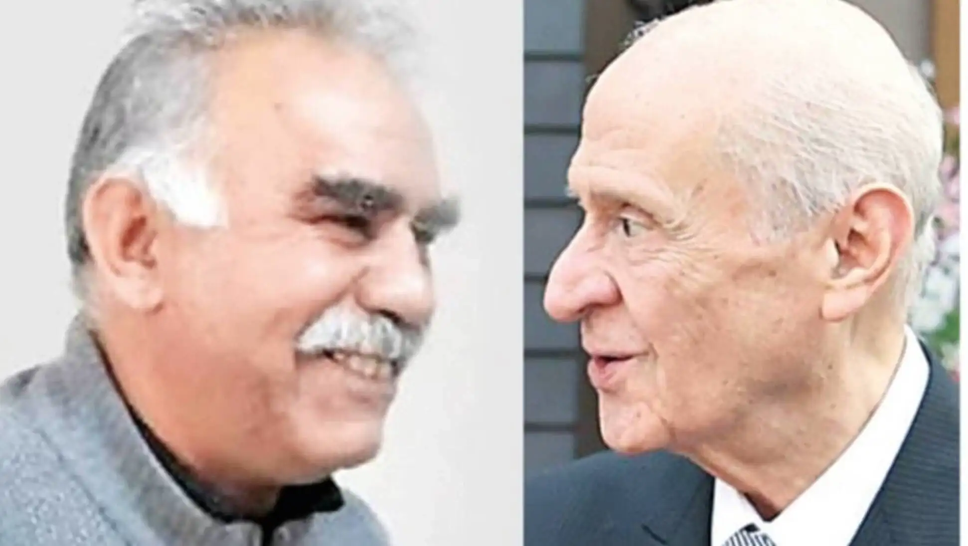 A collage related to Devlet Bahçeli and Abdullah Öcalan. A collage related to Devlet Bahçeli and Abdullah Öcalan.