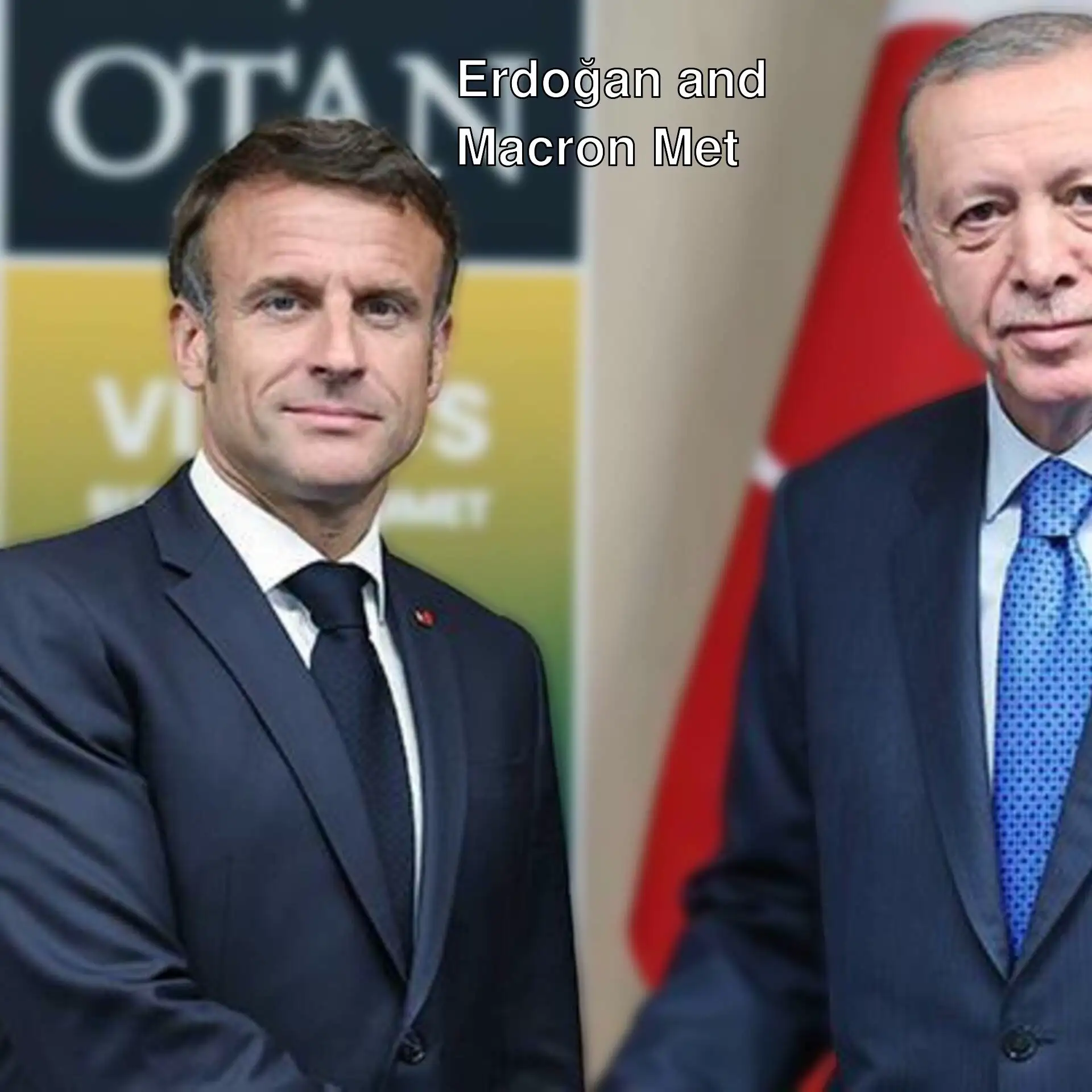 President Erdoğan and Macron shaking hands. President Erdoğan and Macron shaking hands.