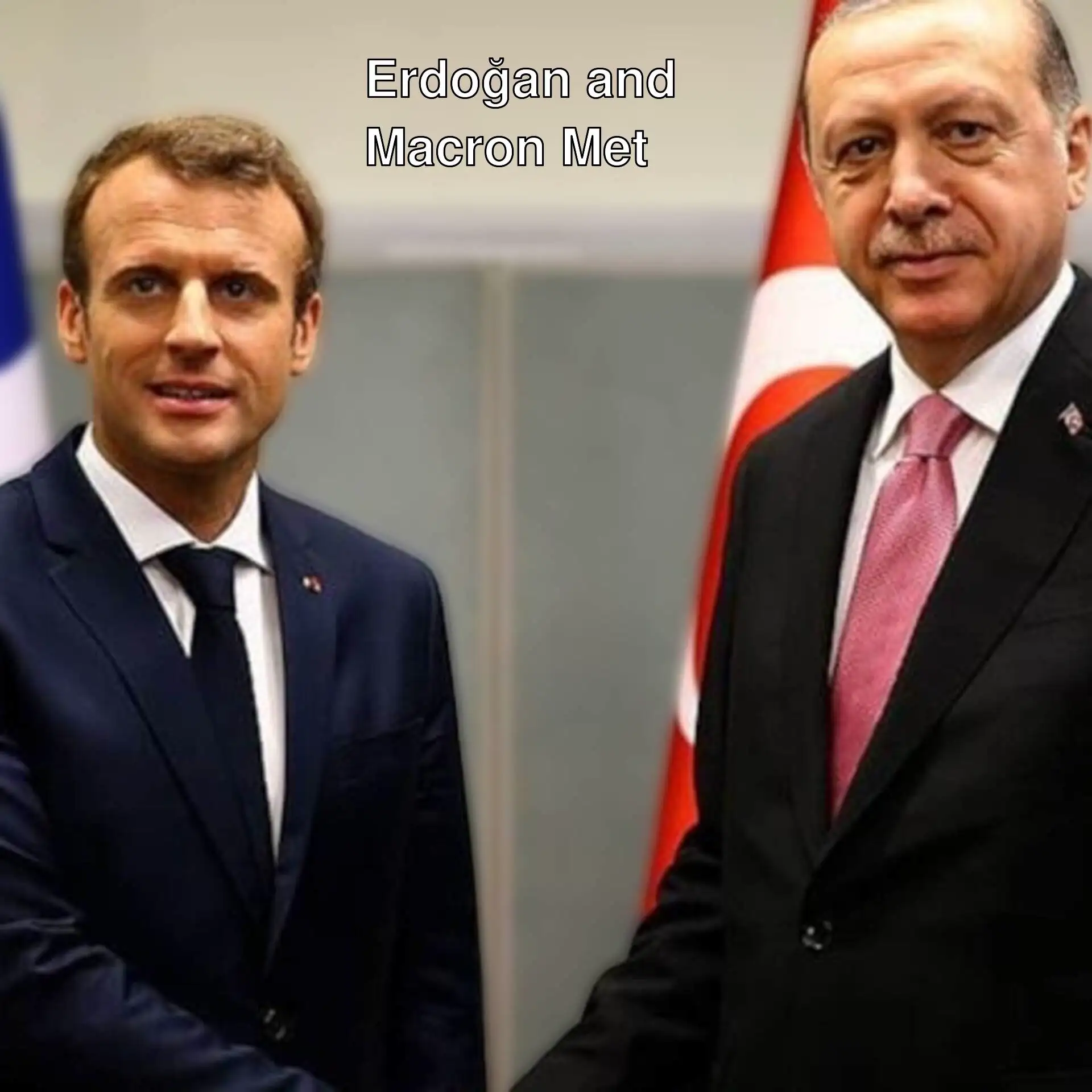 President Erdoğan and French President Macron shake hands. President Erdoğan and French President Macron shake hands.