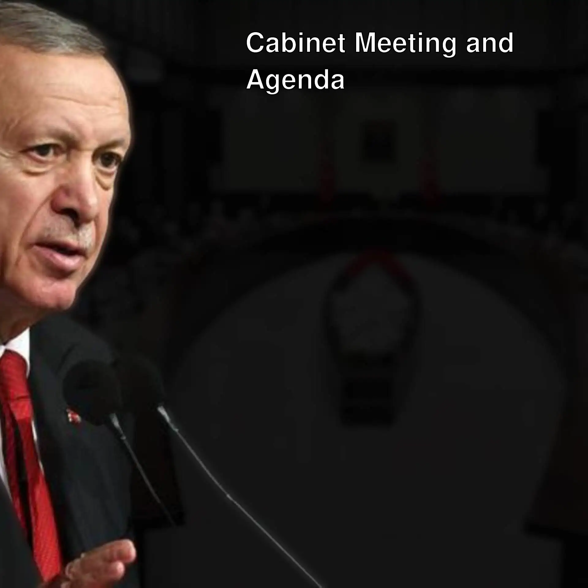 A man speaking at the cabinet meeting.