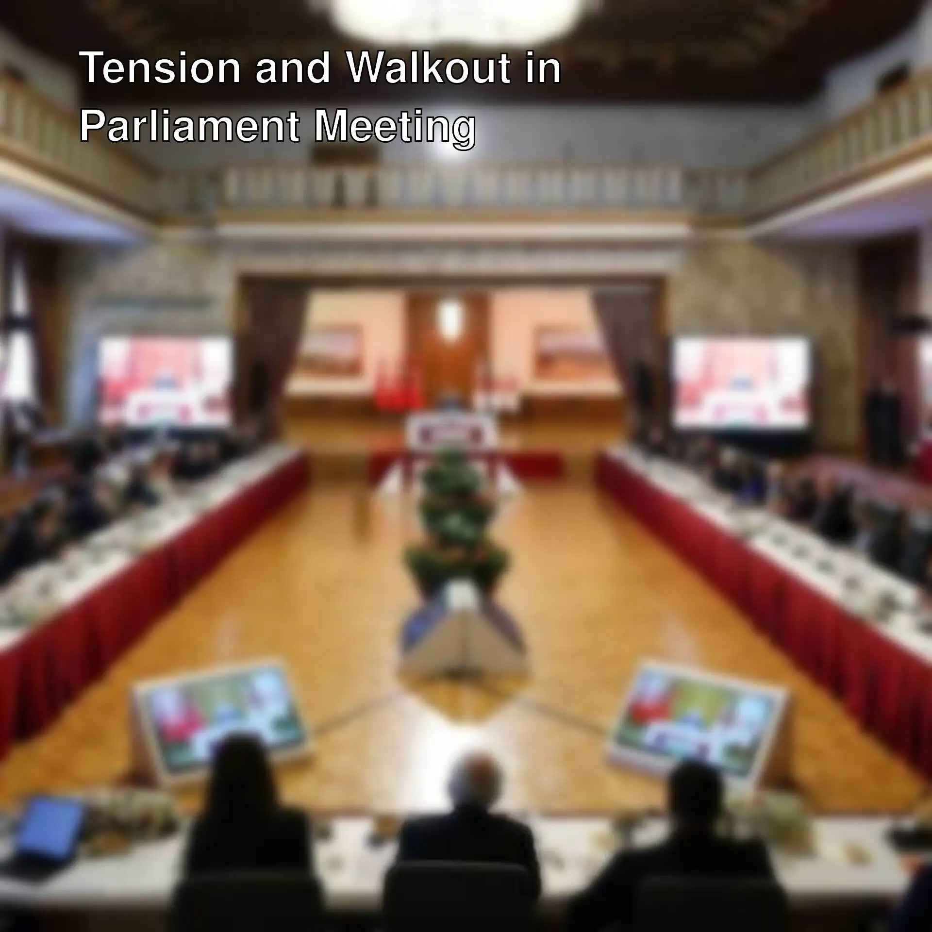 Tense moments in the Parliament meeting. A group of people sitting at a table. Tense moments in the Parliament meeting. A group of people sitting at a table.