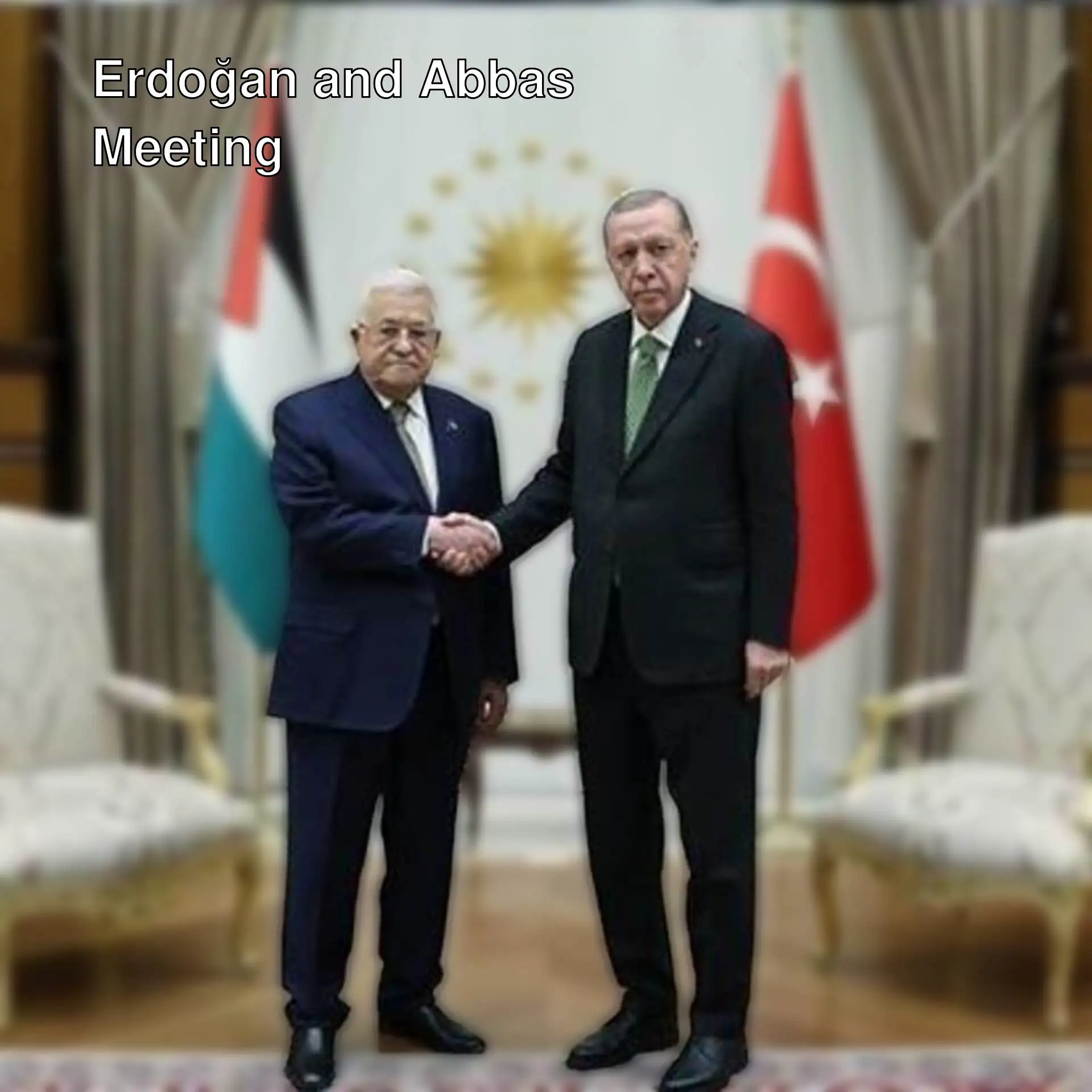 President Erdoğan and Palestinian President Abbas meeting.