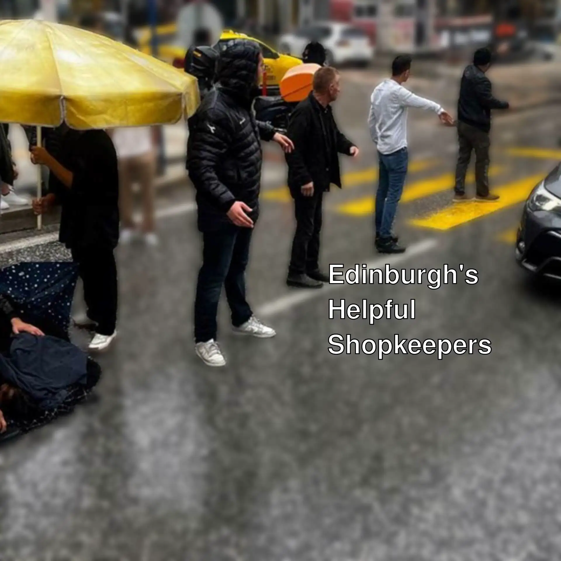 Moments of shopkeepers helping an injured woman in Edirne.