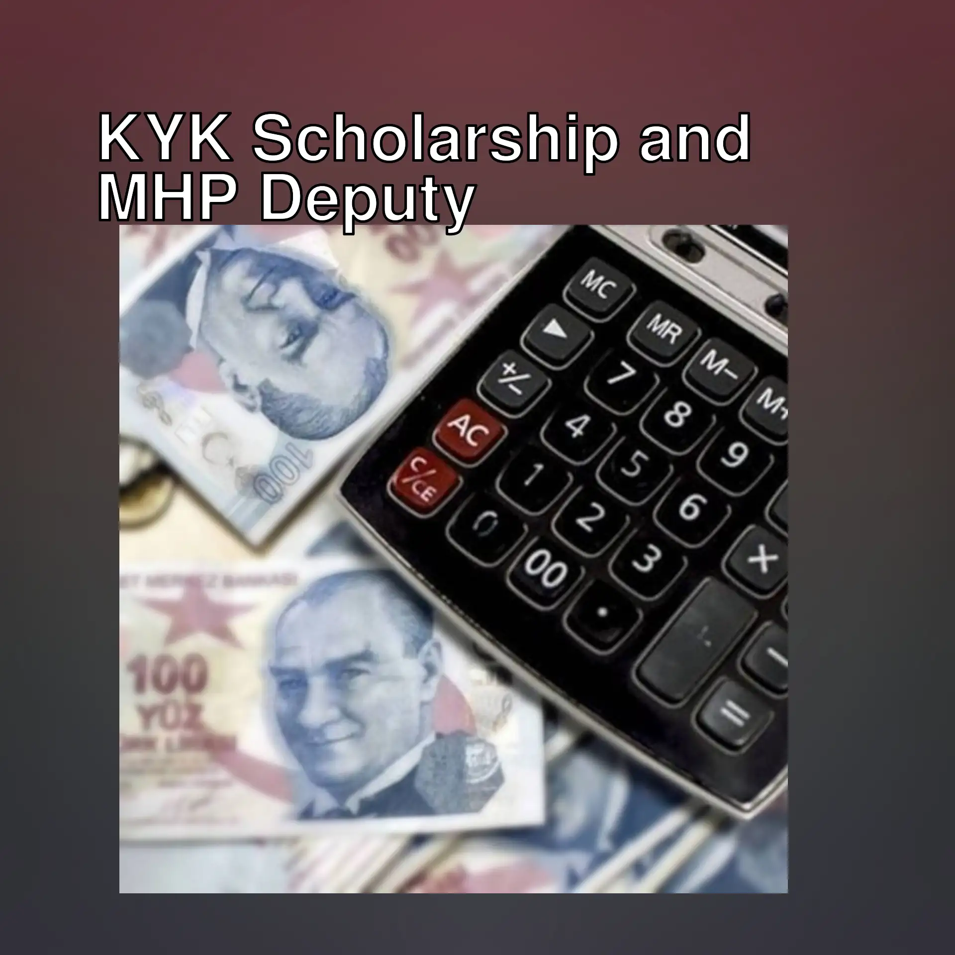 A calculator and money on a table
