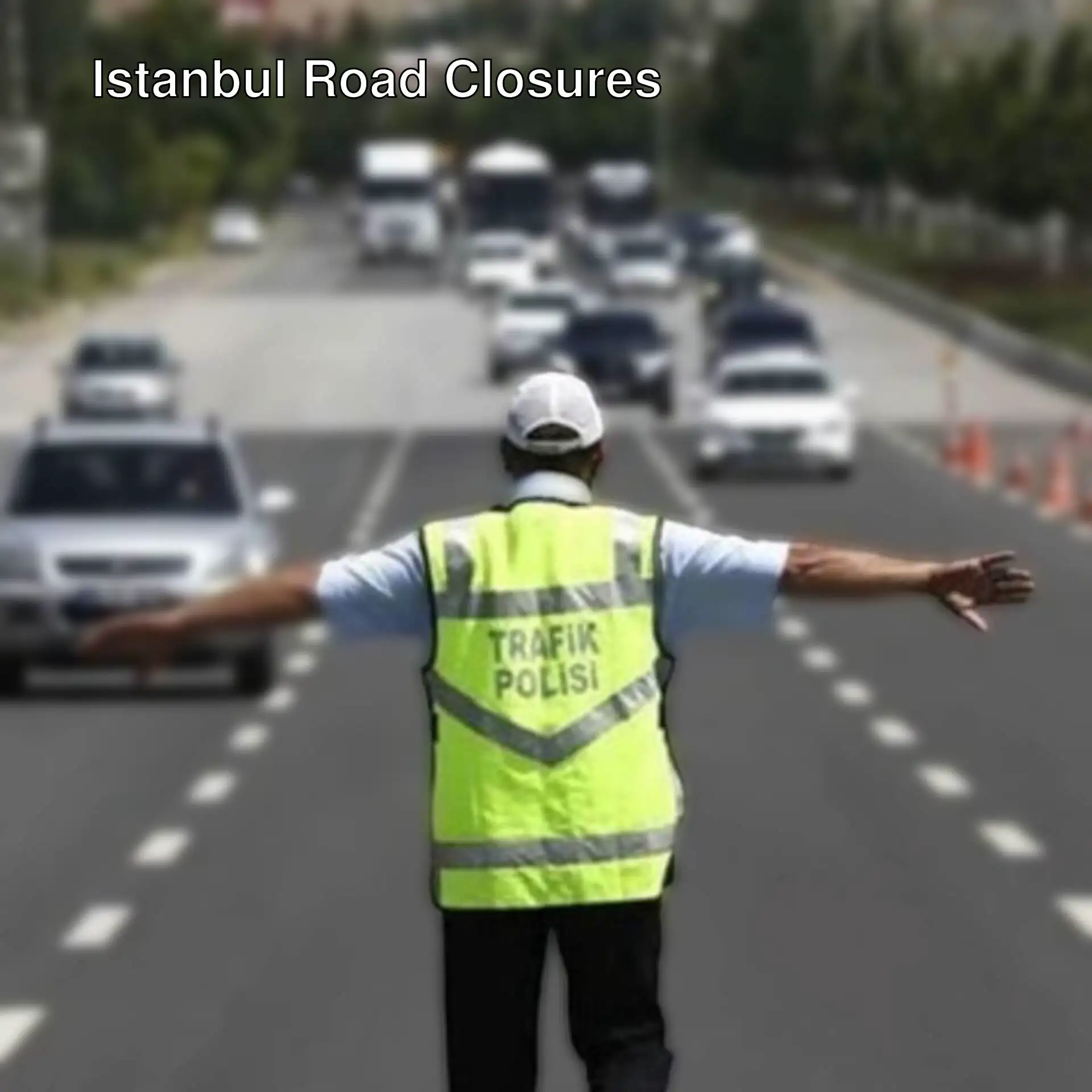 A man standing on a road with his arms out. A man standing on a road with his arms out.