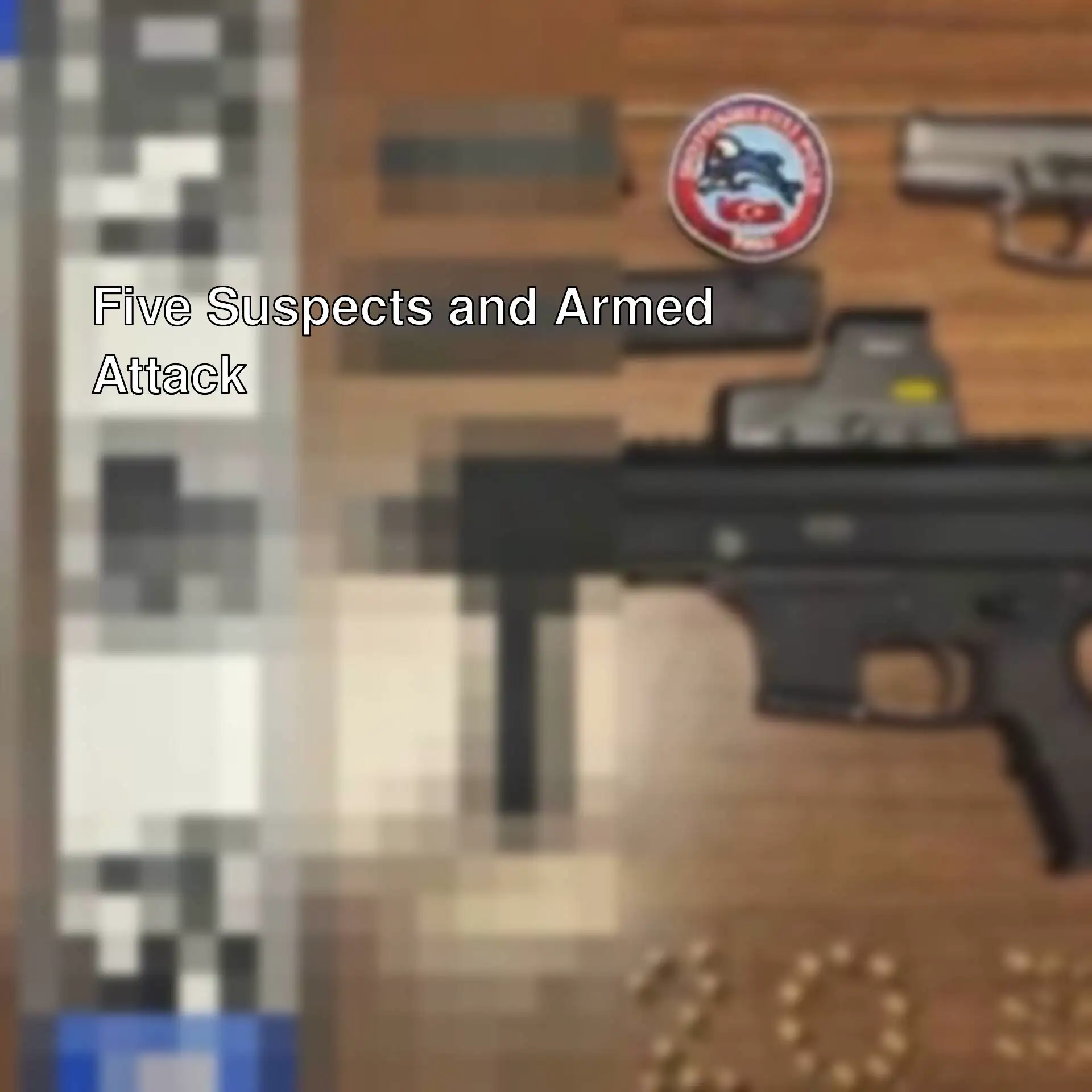 A gun and bullets on a table. A gun and bullets on a table.