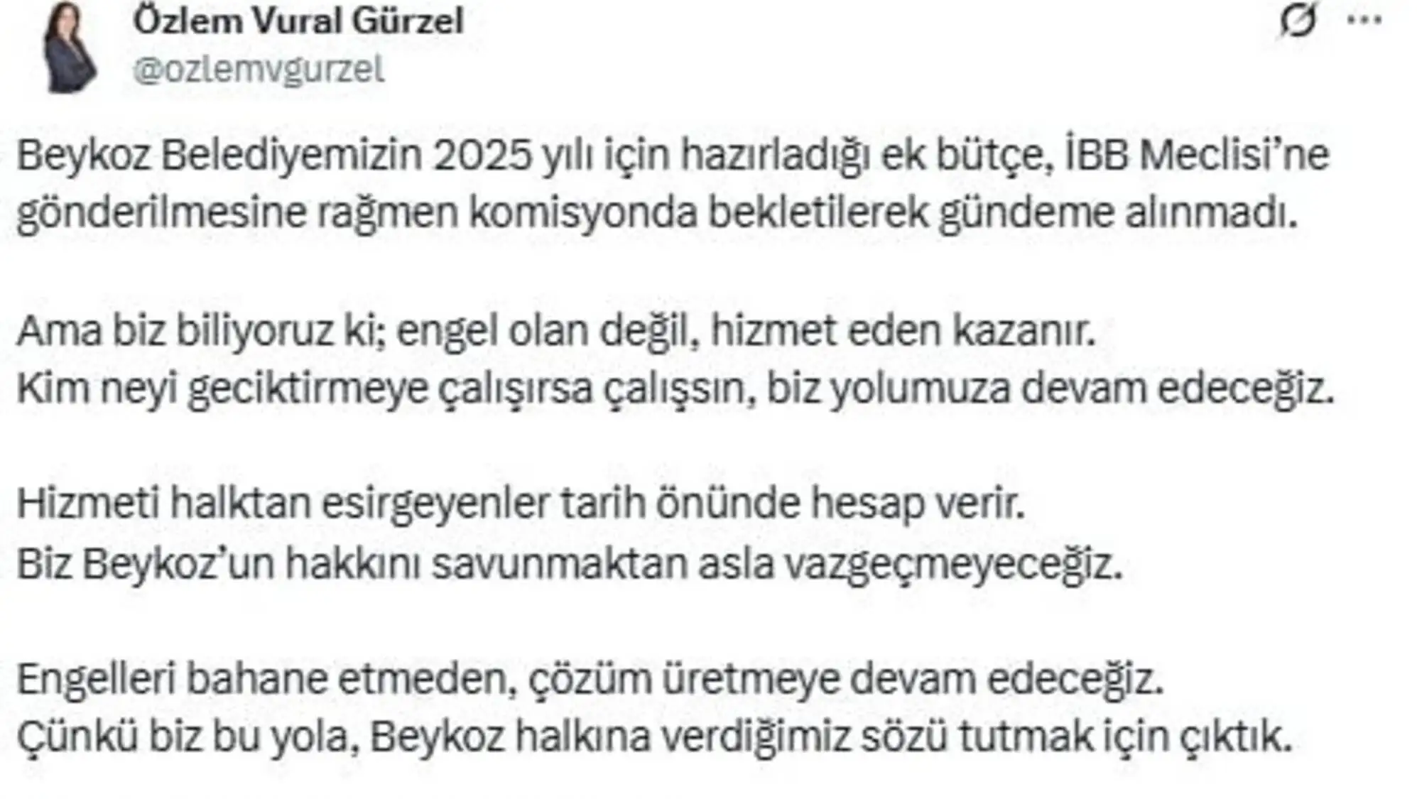 Özlem Vural Gürzel, İBB'ye yönelik eleştirilerini paylaştı. Özlem Vural Gürzel, İBB'ye yönelik eleştirilerini paylaştı.