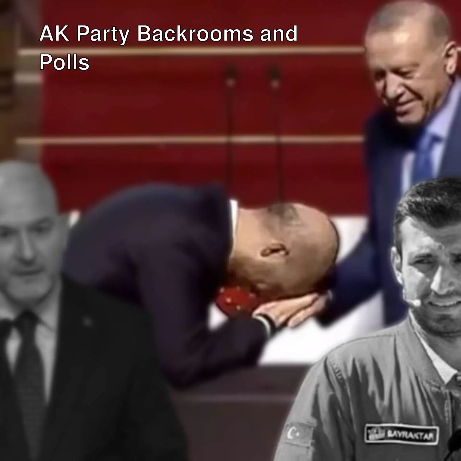 A group of men in suits in AK Party backrooms.