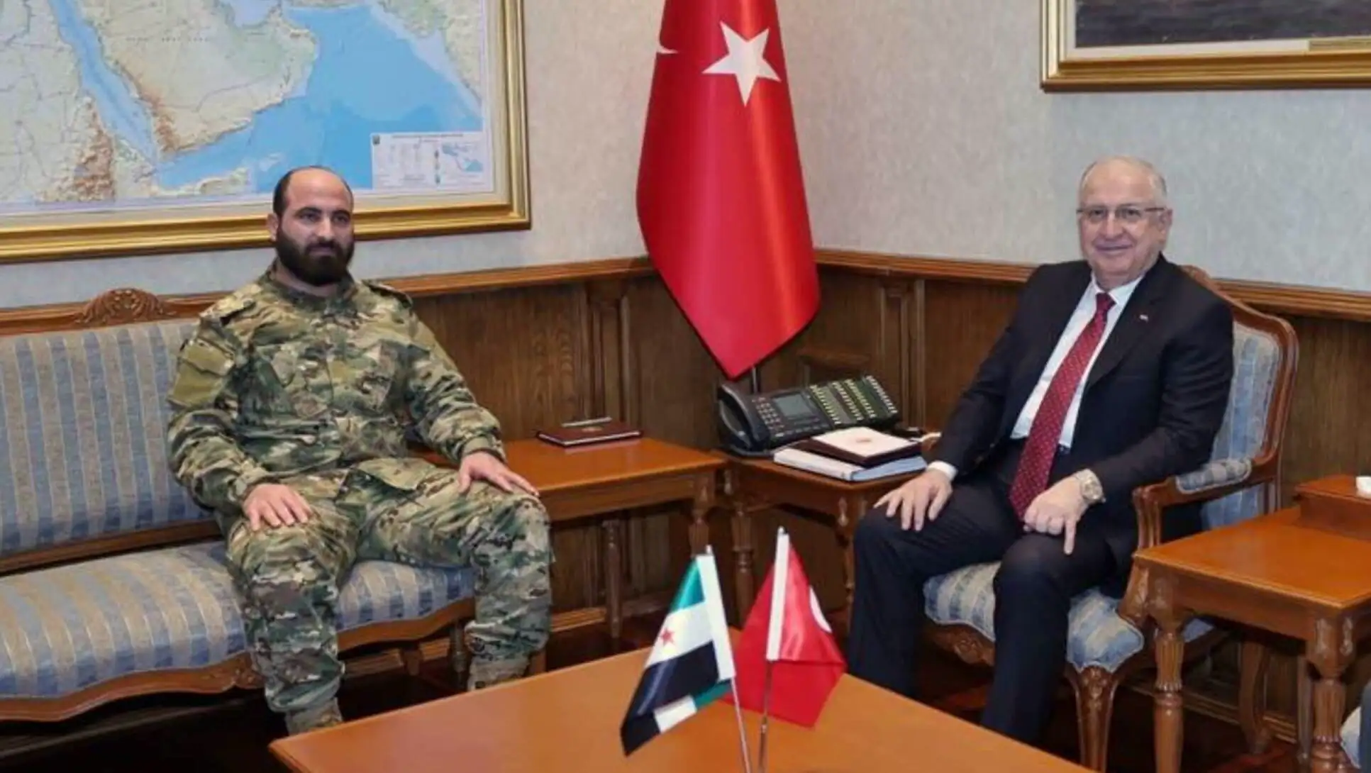 Bakan Güler ve Suriye Genelkurmay Başkanı bir arada. Bakan Güler ve Suriye Genelkurmay Başkanı bir arada.