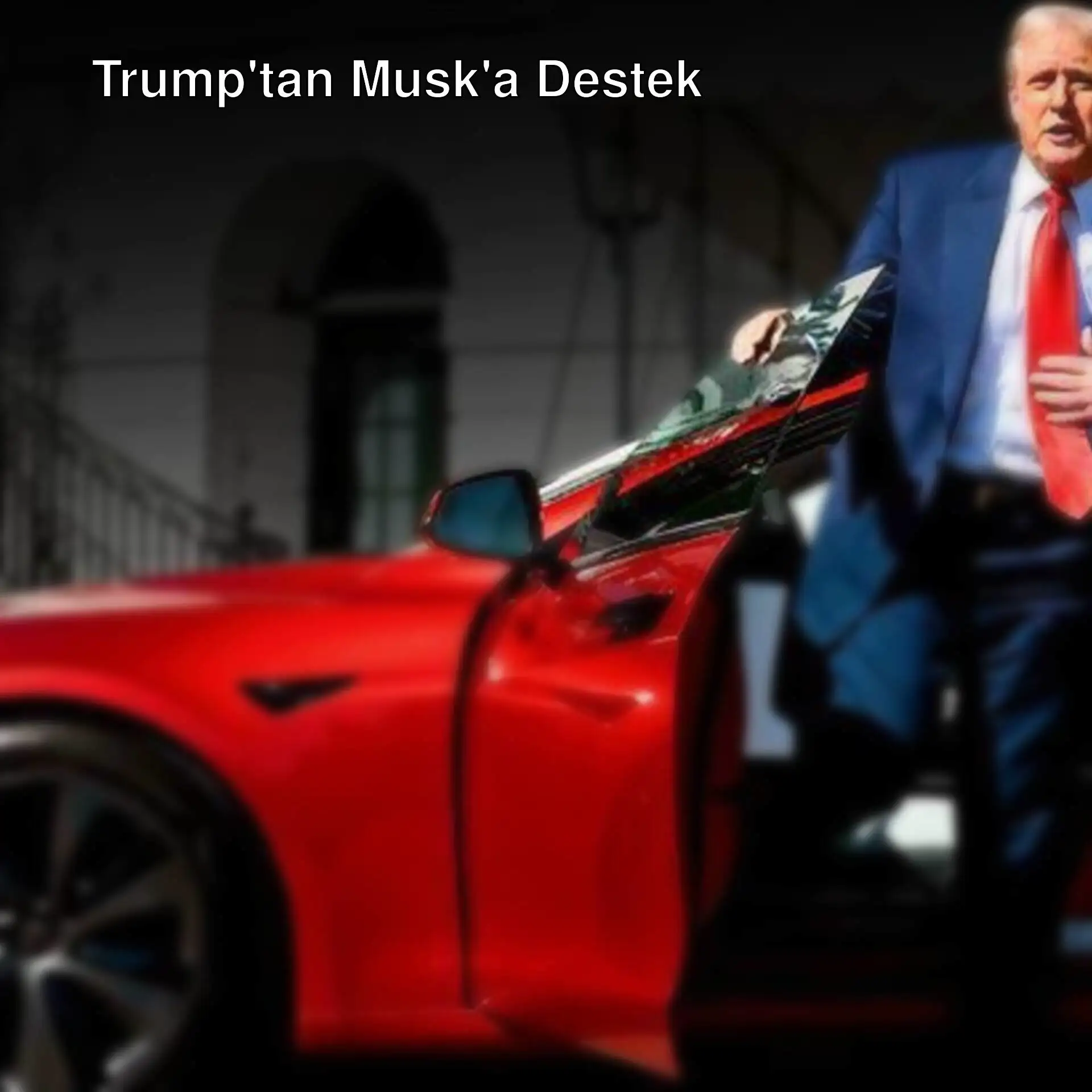 Trump, Tesla'nın önünde poz veriyor.