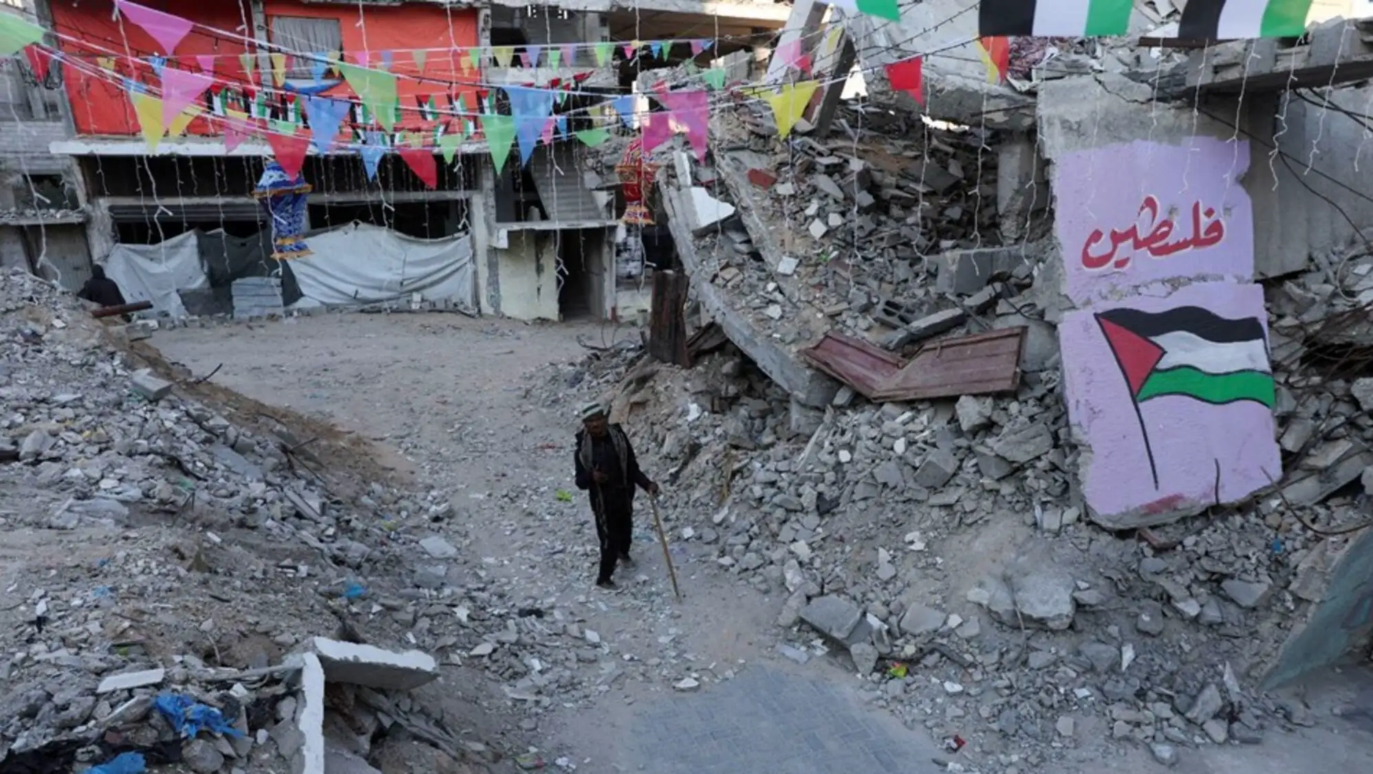 İsrail'in Gazze'deki saldırılarında yıkılan bir alan. İsrail'in Gazze'deki saldırılarında yıkılan bir alan.
