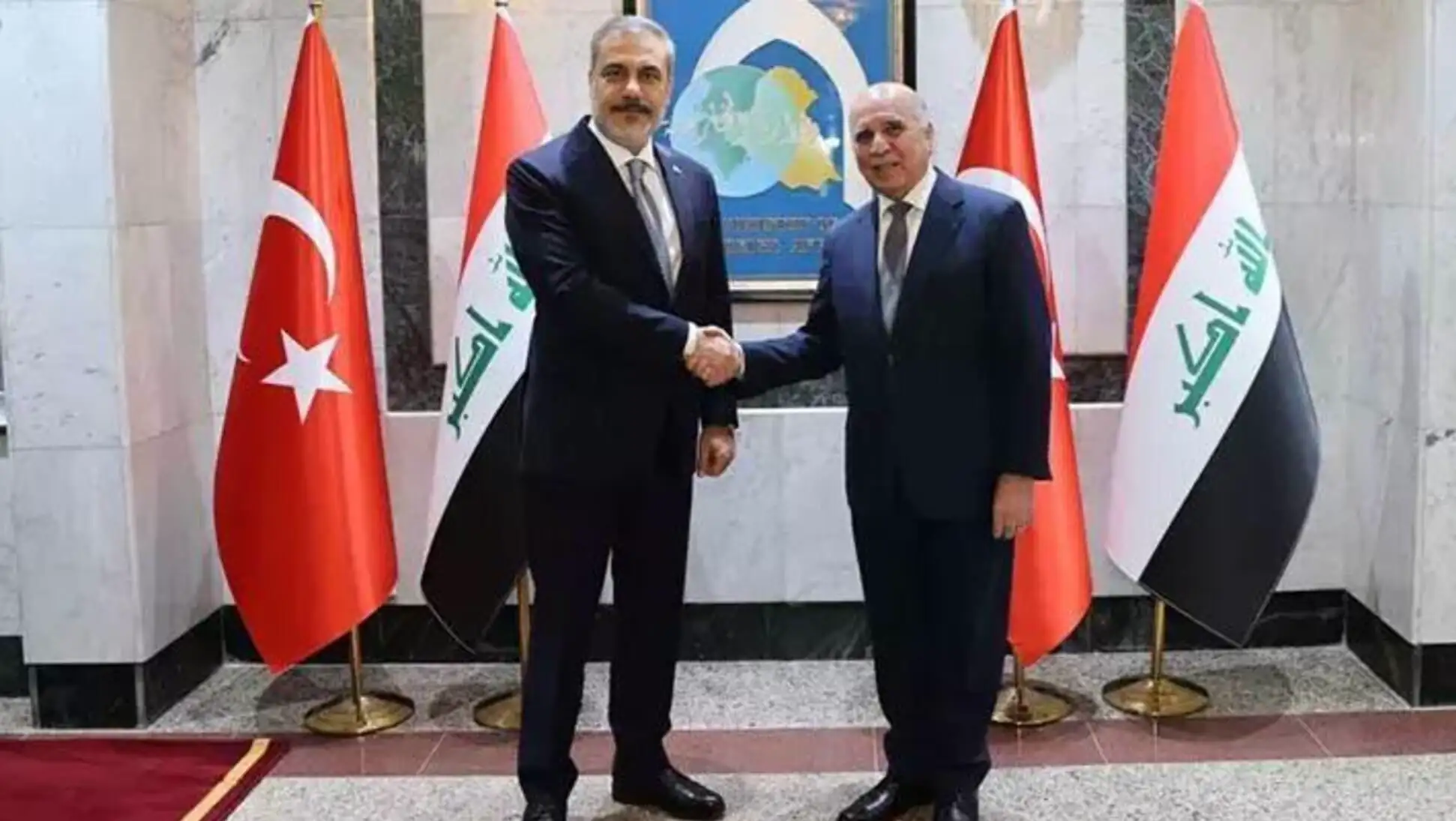 Foreign Minister Hakan Fidan and Iraqi Foreign Minister Fuad Hussein meeting. Foreign Minister Hakan Fidan and Iraqi Foreign Minister Fuad Hussein meeting.
