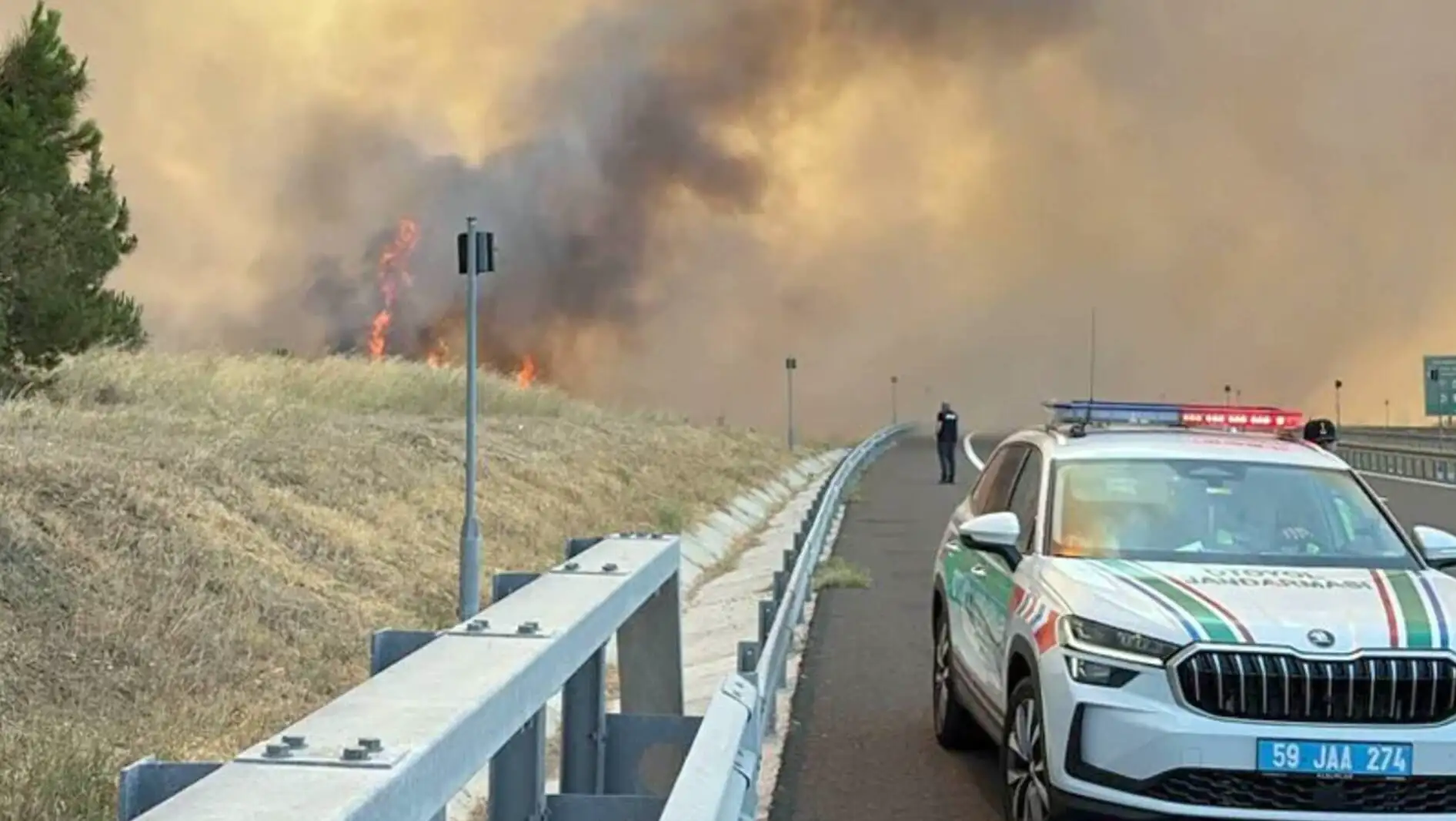 A road with smoke behind it. A road with smoke behind it.