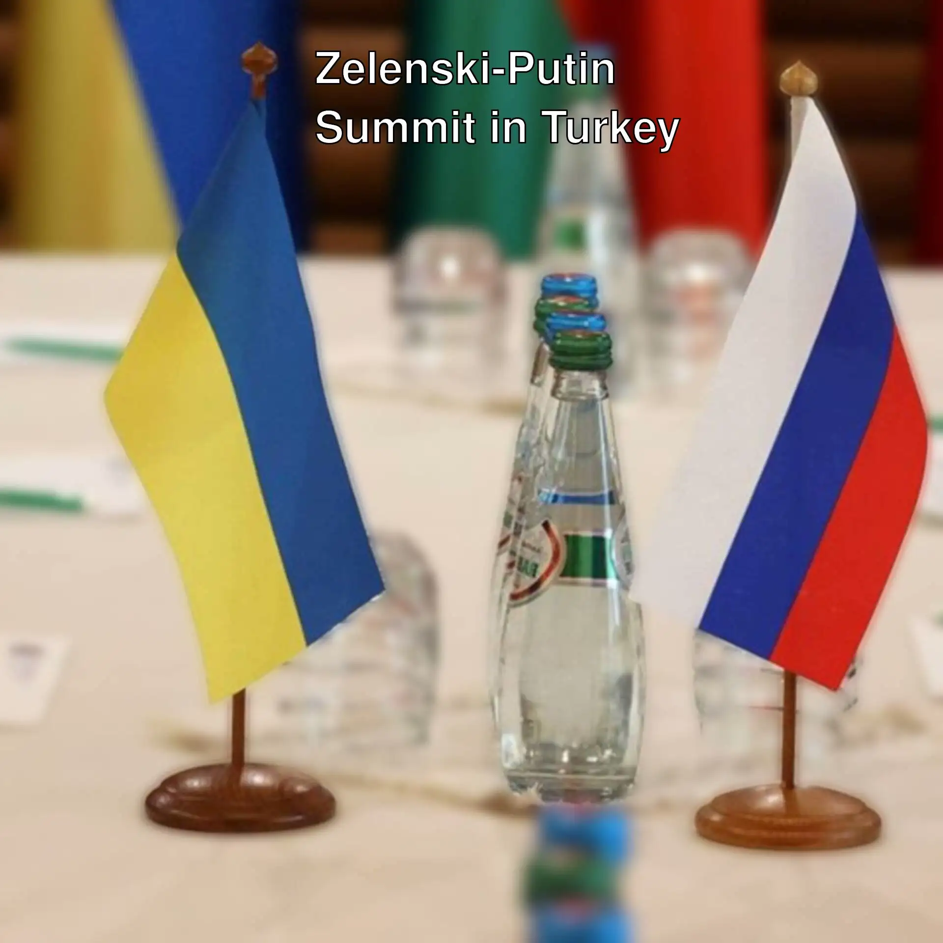 A table with small flags on it. A table with small flags on it.