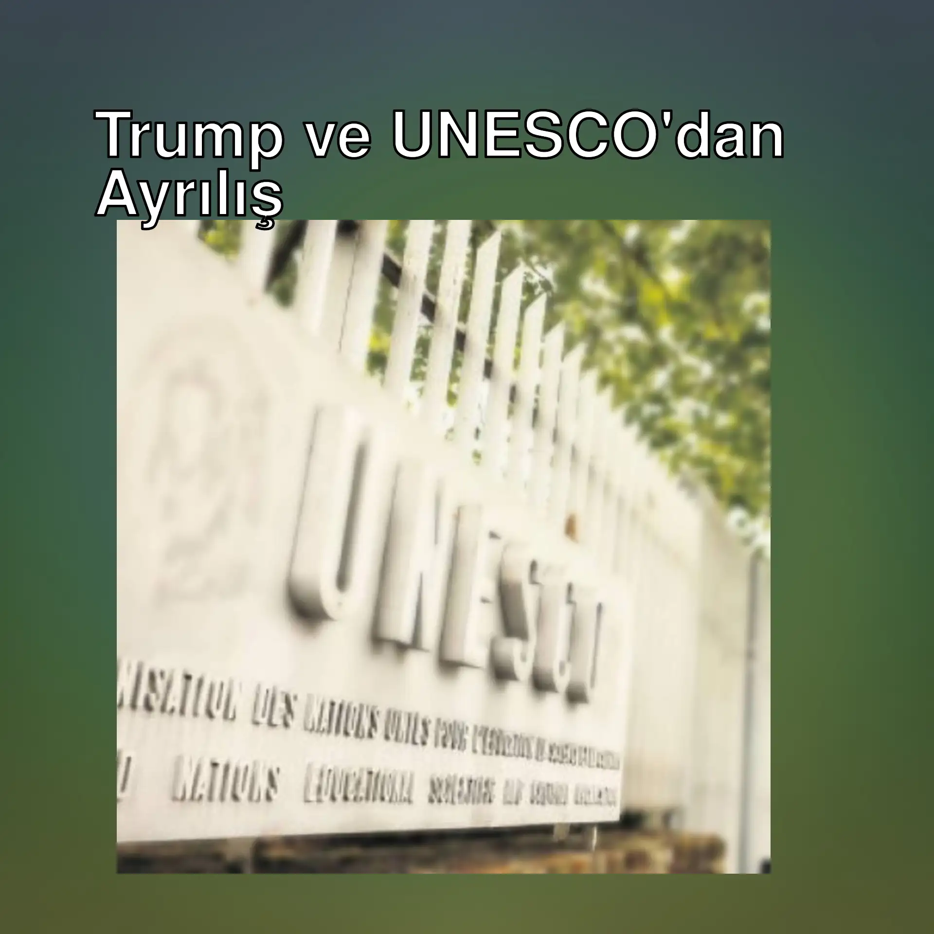ABD UNESCO'dan çekiliyor. Beyaz Saray'dan açıklama yapıldı. ABD UNESCO'dan çekiliyor. Beyaz Saray'dan açıklama yapıldı.