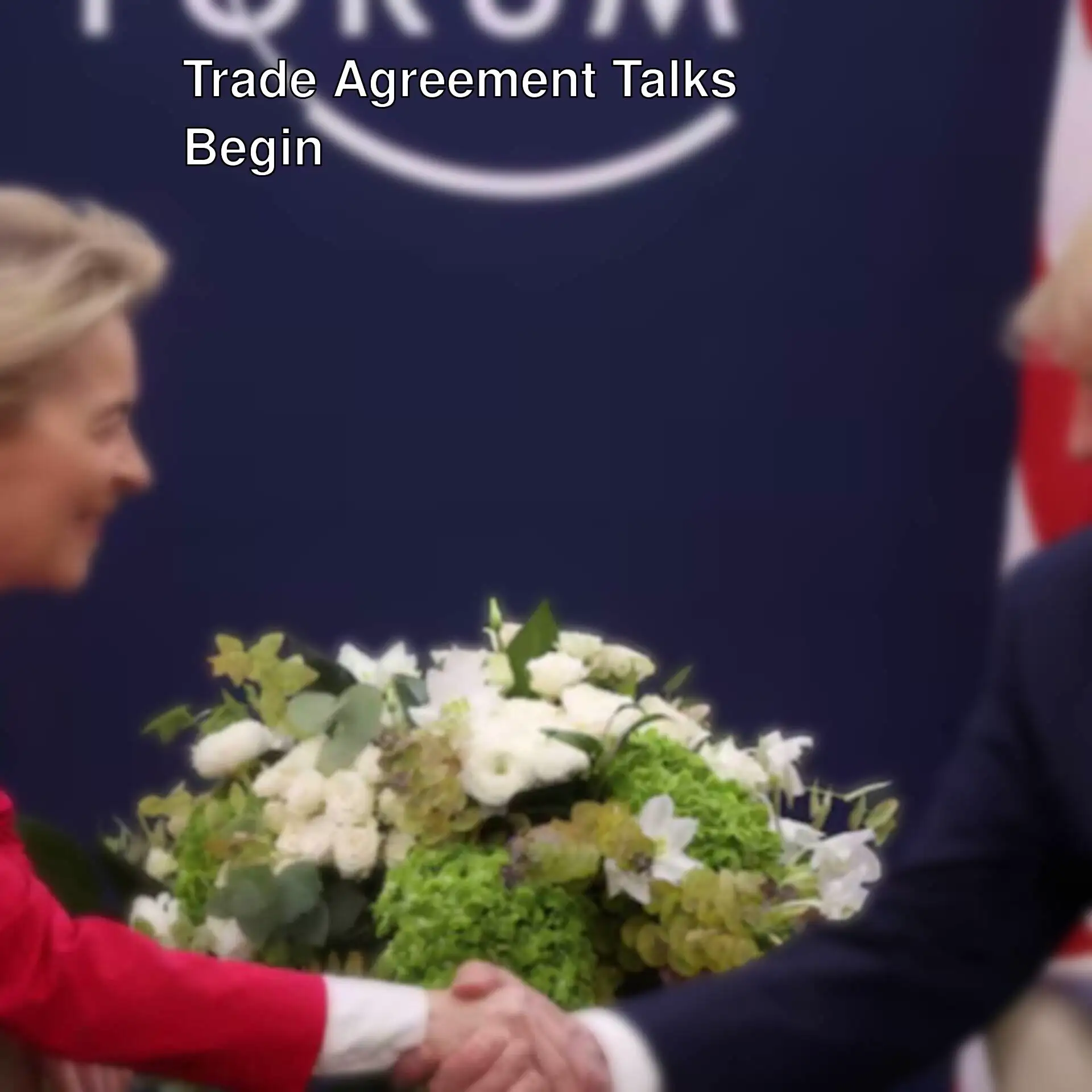 US and EU leaders shaking hands. US and EU leaders shaking hands.