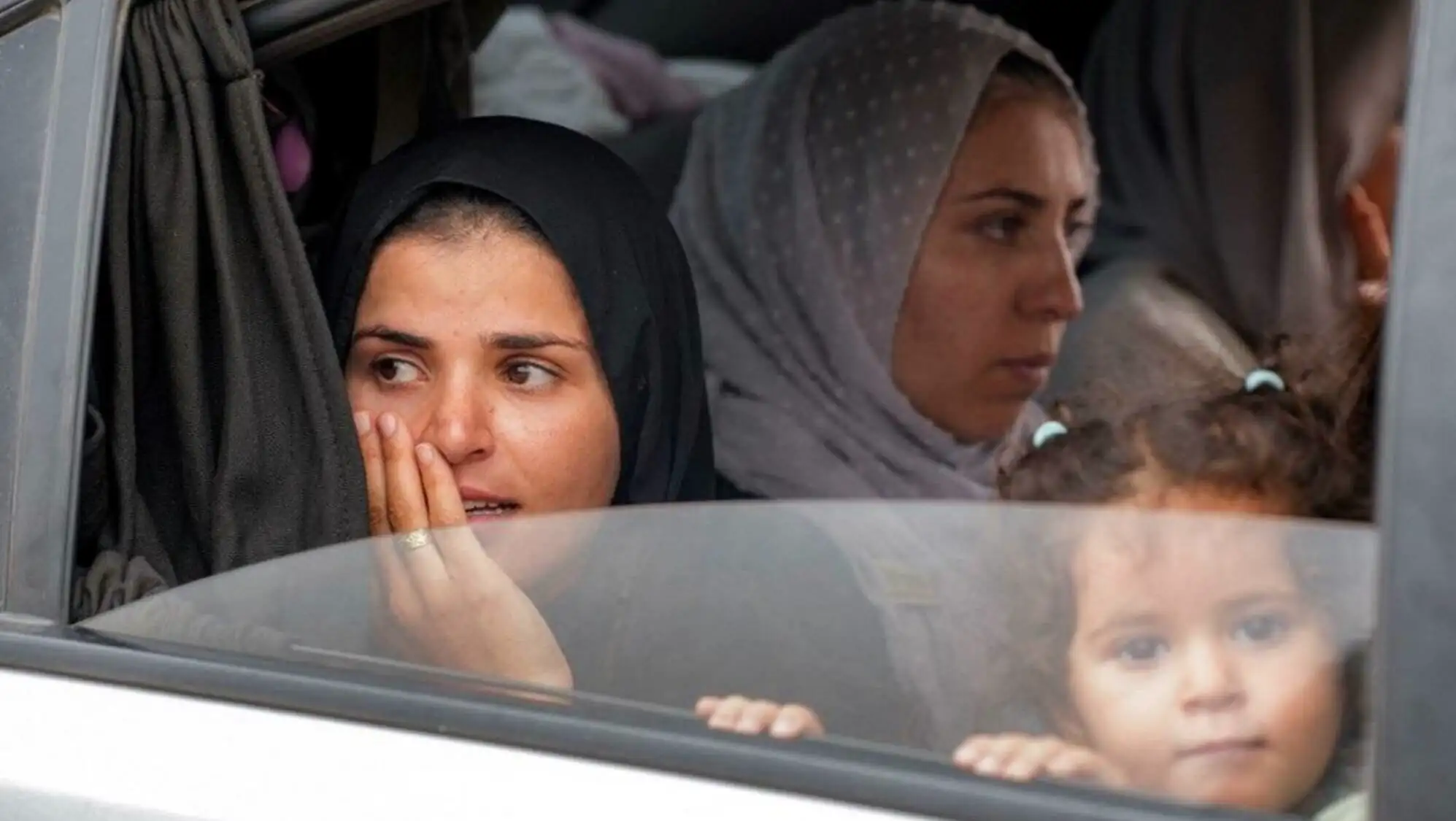 Vehicles of civilians evacuated from Sweida. Vehicles of civilians evacuated from Sweida.