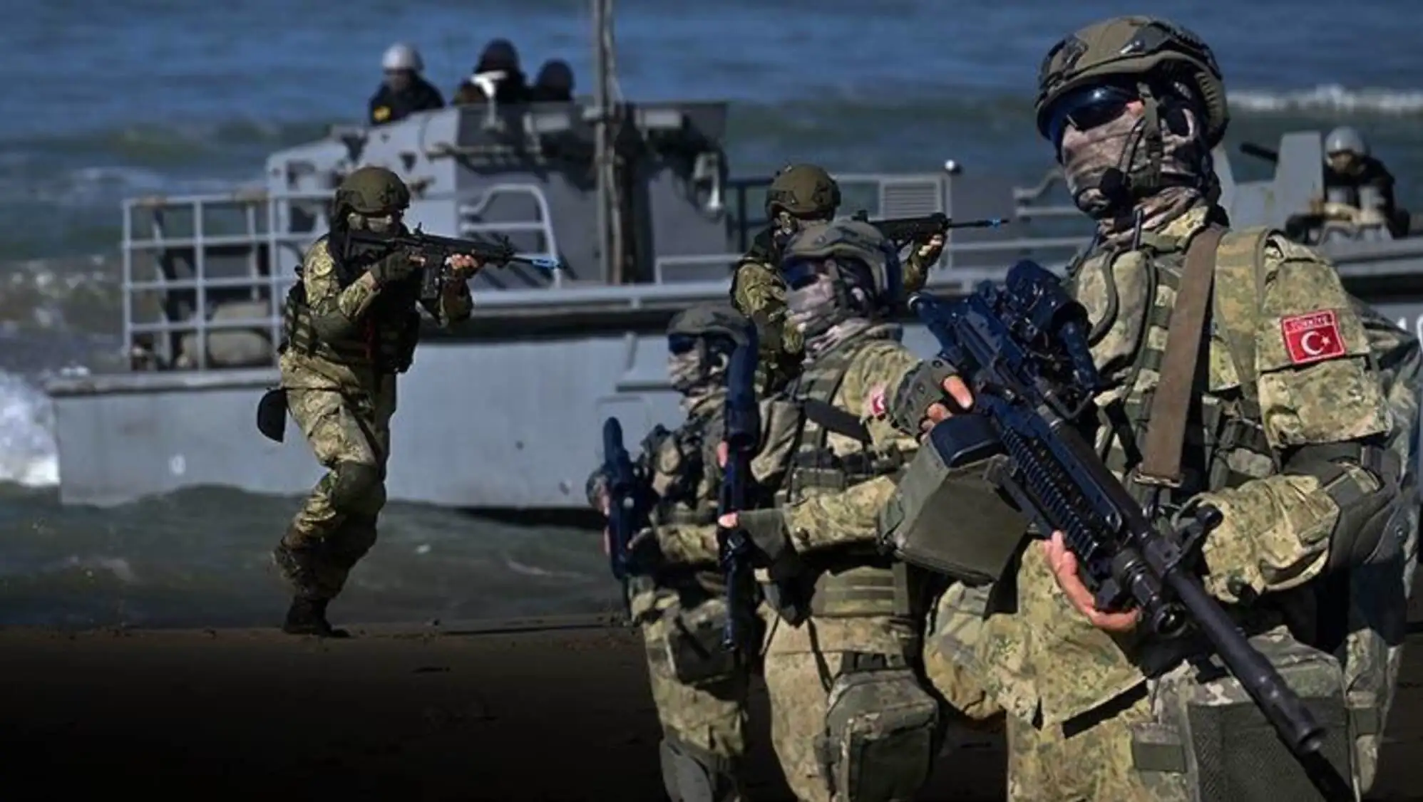 A group of soldiers holding guns. A group of soldiers holding guns.