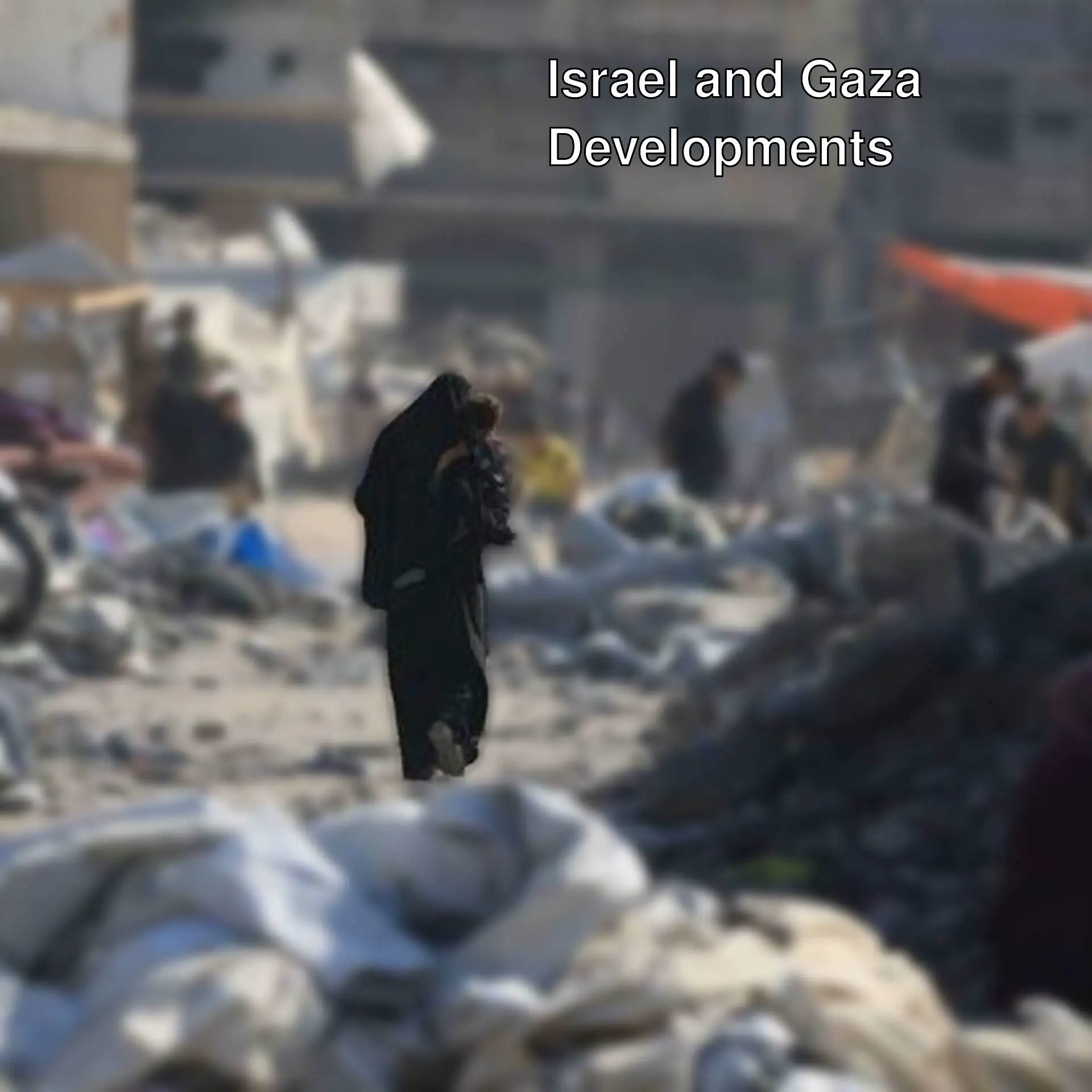 A group of people in a destroyed area.
