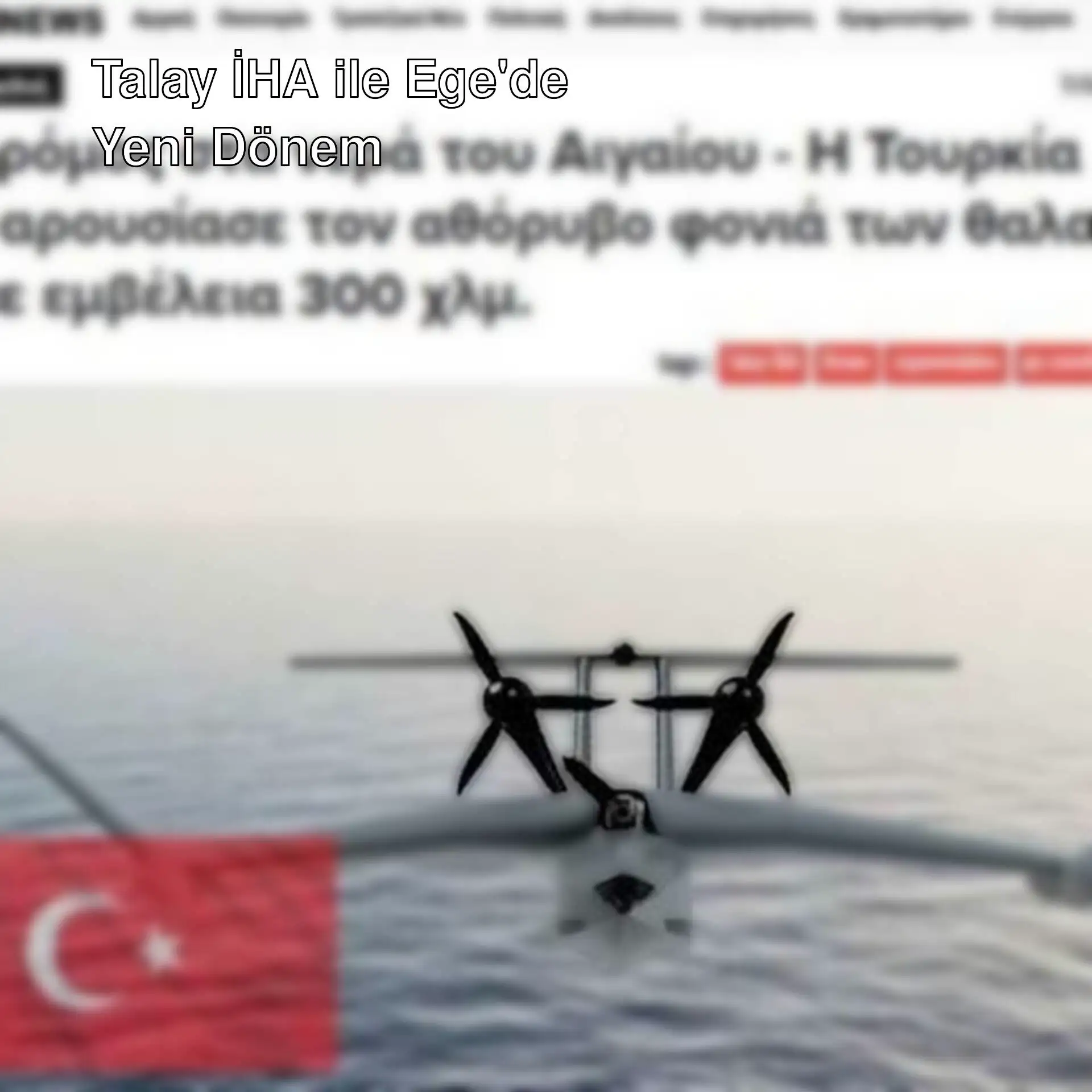 Talay İHA, deniz üzerinde uçarken.