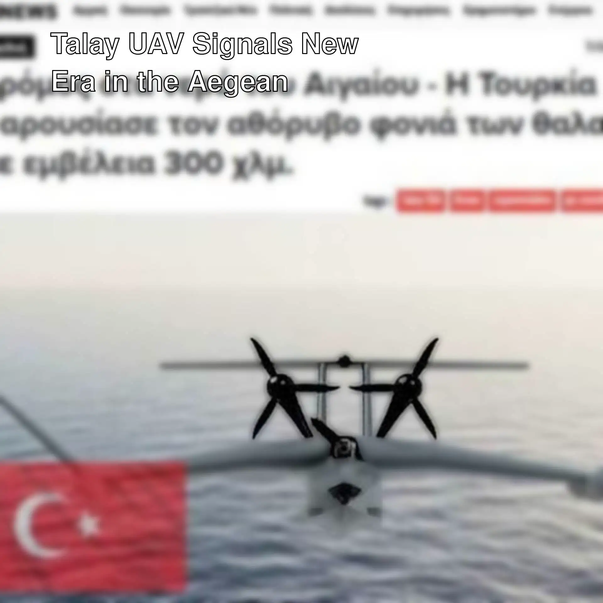 Talay UAV flying over water. Talay UAV flying over water.