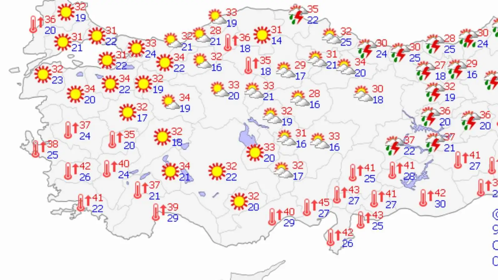 Hava durumu haritası. Hava durumu haritası.