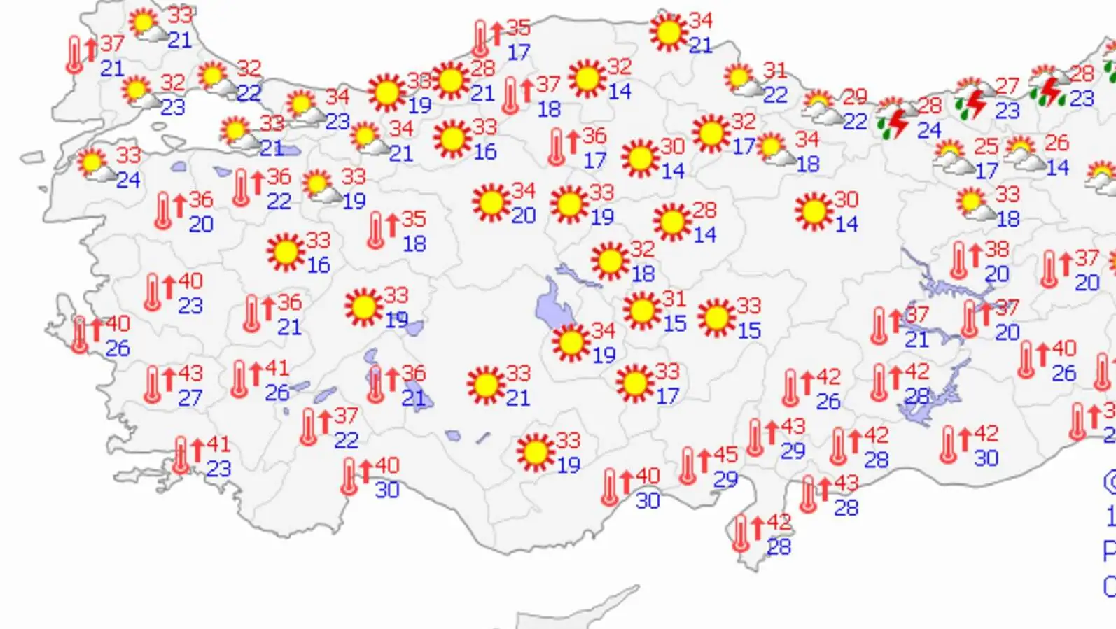 Hava durumu haritası. Hava durumu haritası.