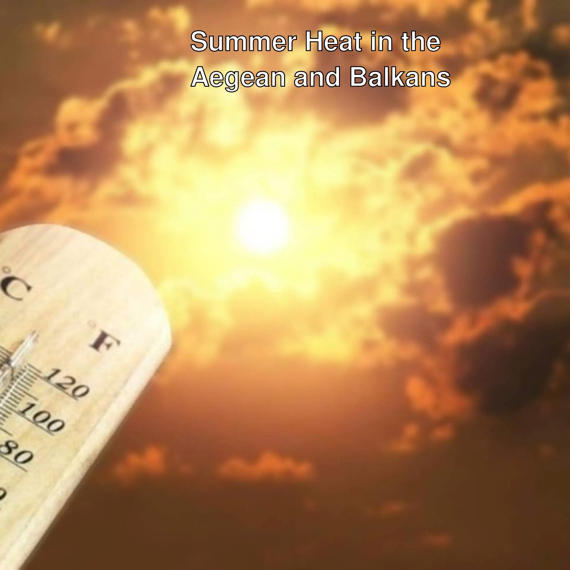 A thermometer under a hot sky. A thermometer under a hot sky.