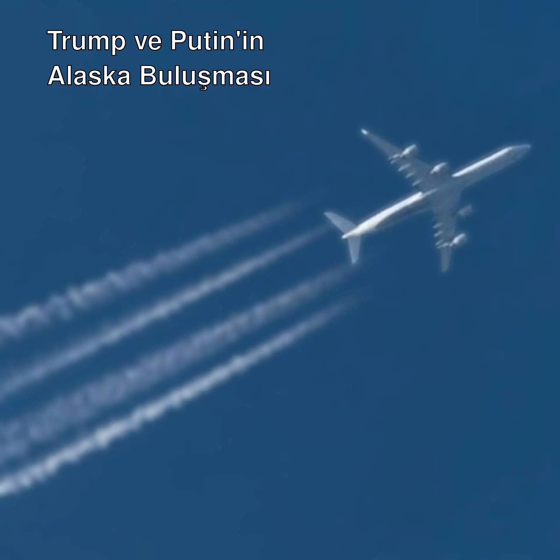 Bir jet gökyüzünde uçuyor.