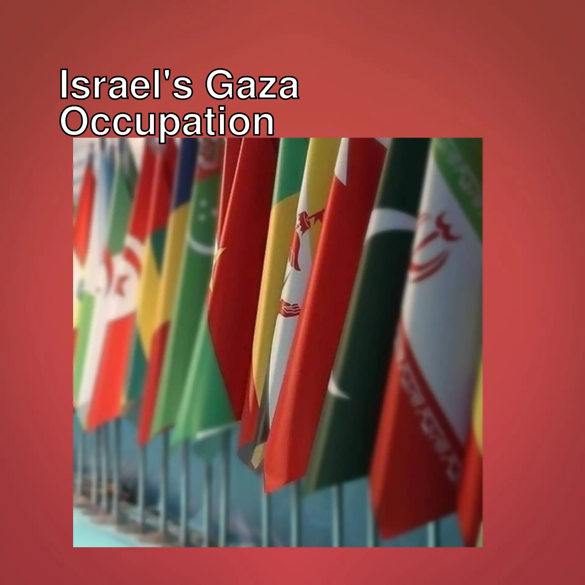 Flags against Israel's plan to occupy Gaza.