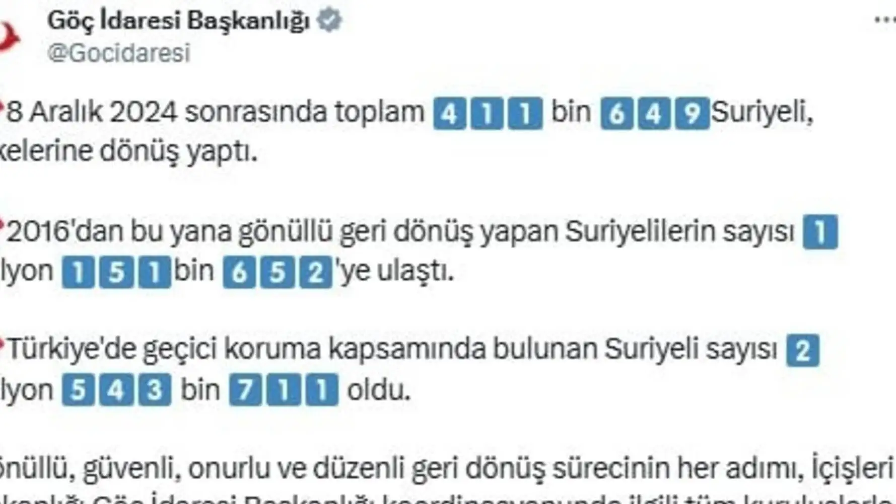 Suriyelilerin dönüşü ile ilgili sosyal medya paylaşımı. Suriyelilerin dönüşü ile ilgili sosyal medya paylaşımı.