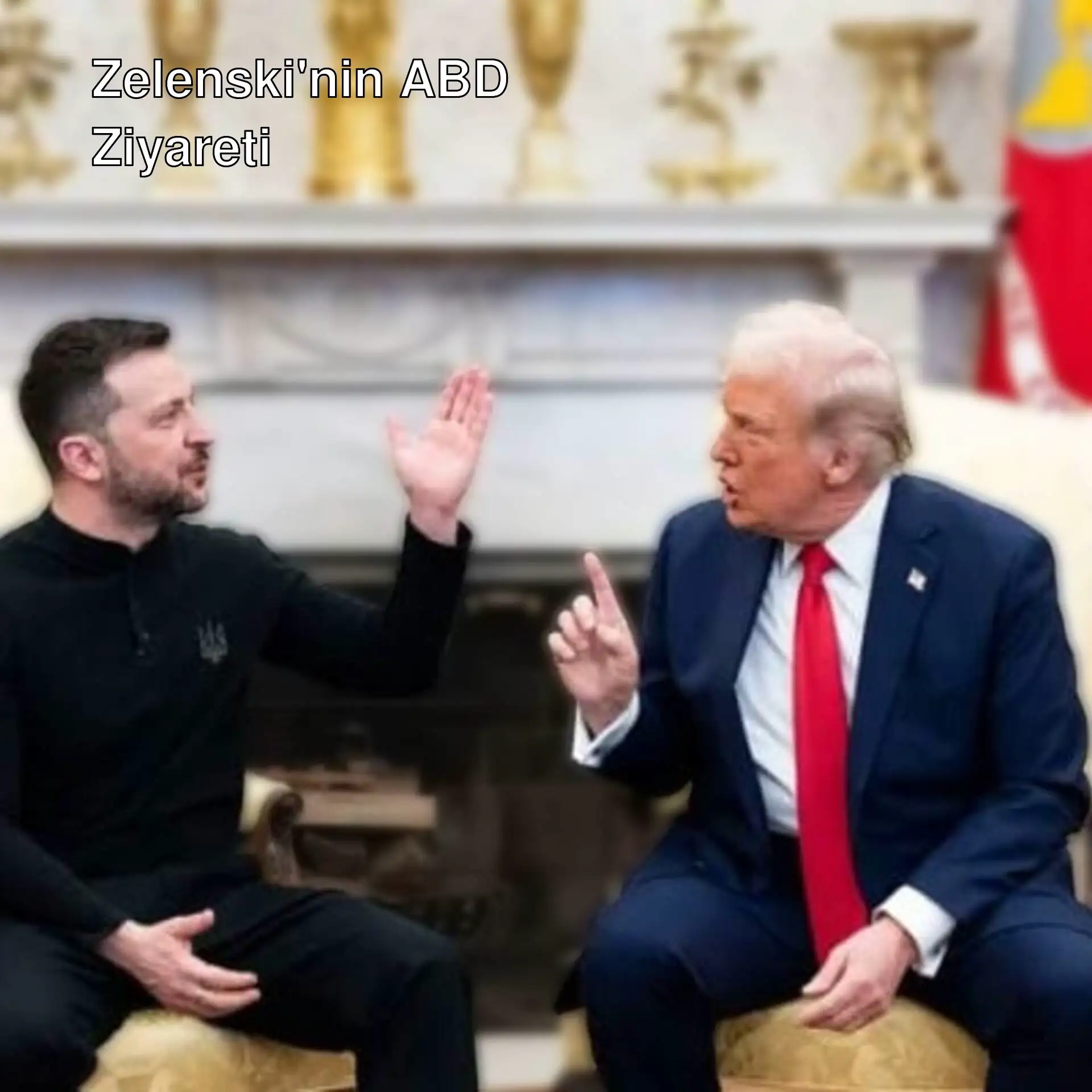 Zelenski ve Trump arasında yapılan görüşme sonrası bir görüntü. Zelenski ve Trump arasında yapılan görüşme sonrası bir görüntü.