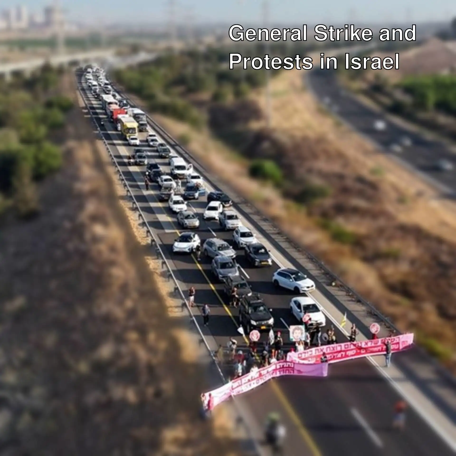 A group of cars during a protest in Israel. A group of cars during a protest in Israel.