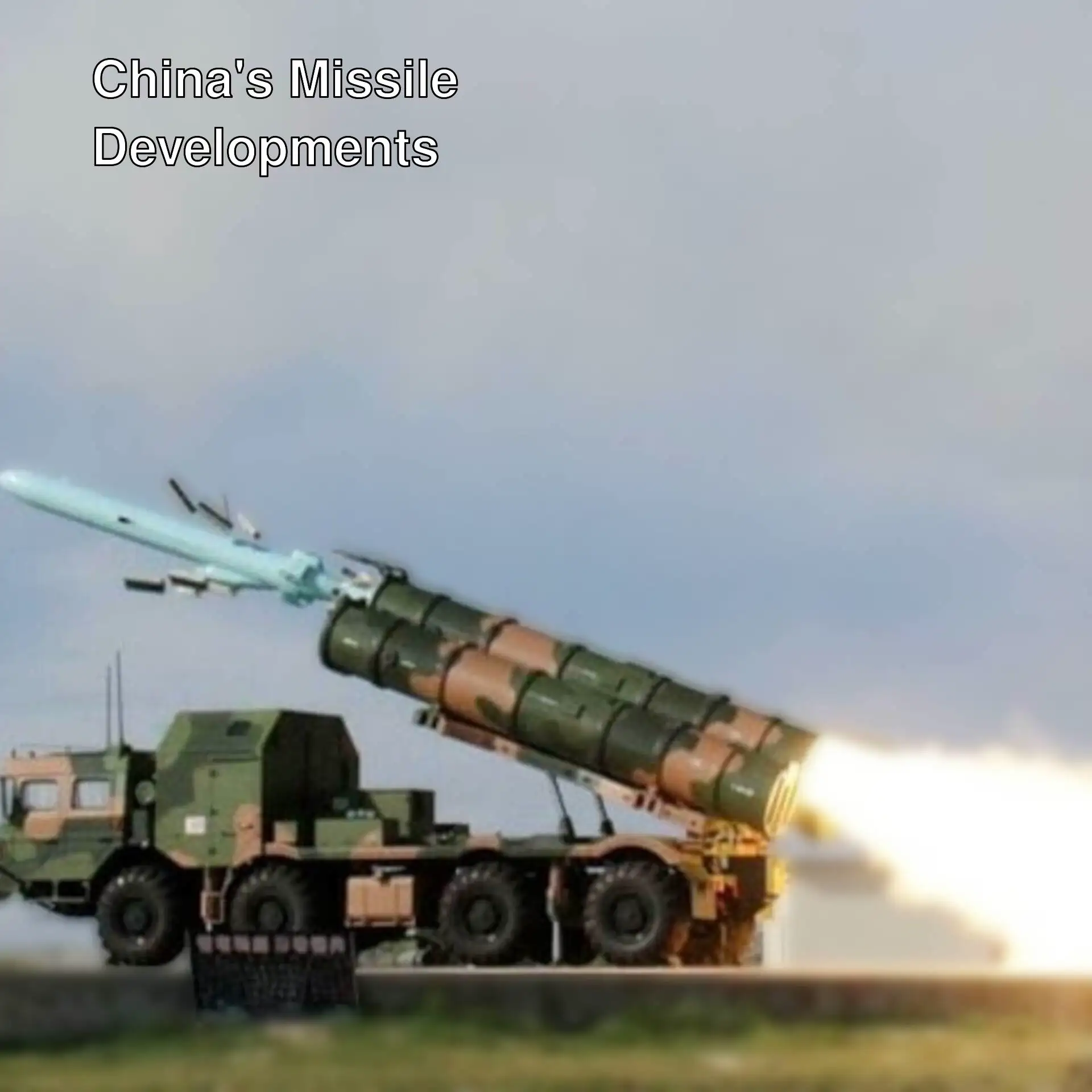 A rocket launching from a military vehicle. A rocket launching from a military vehicle.