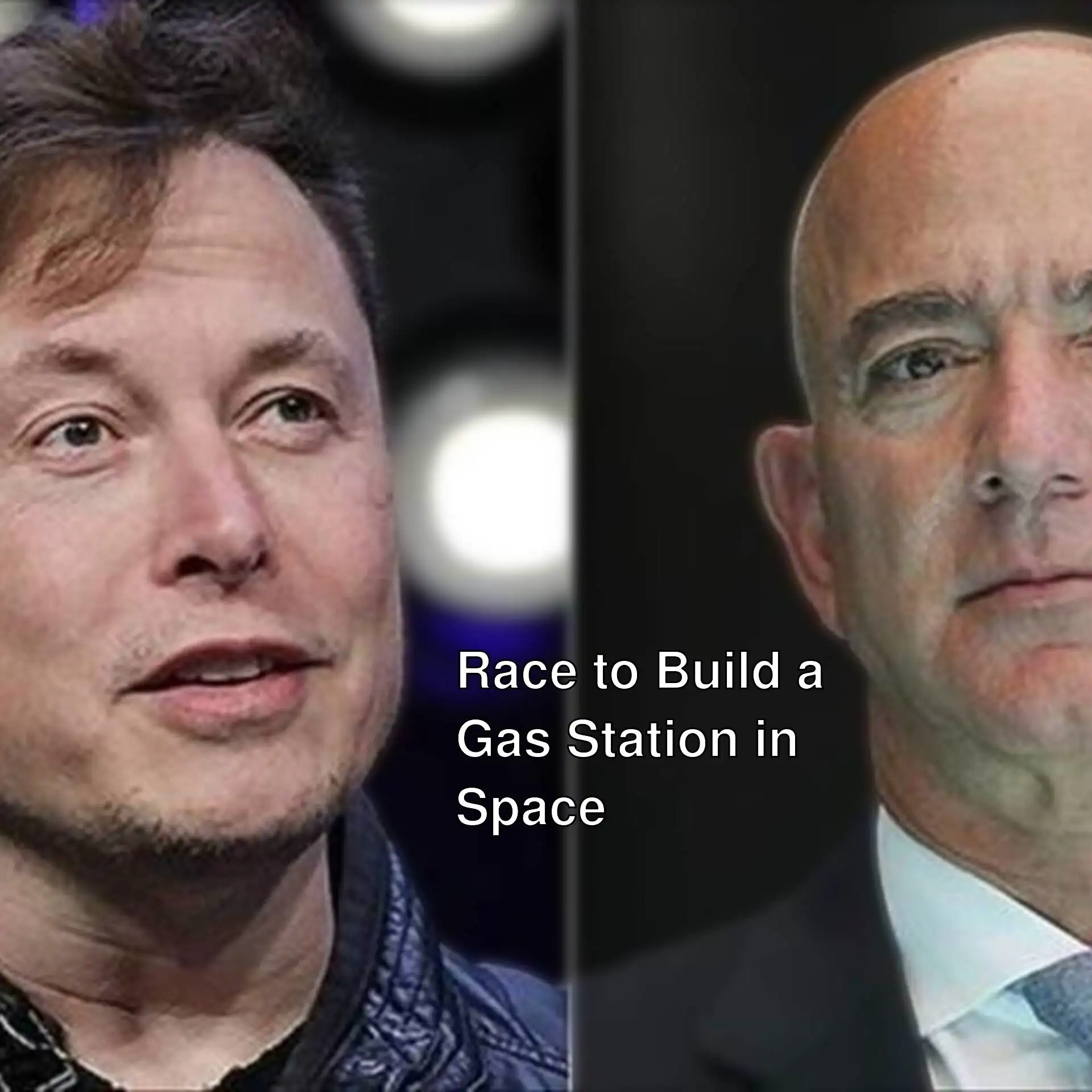 Elon Musk and Jeff Bezos in the race to build a gas station in space. Elon Musk and Jeff Bezos in the race to build a gas station in space.