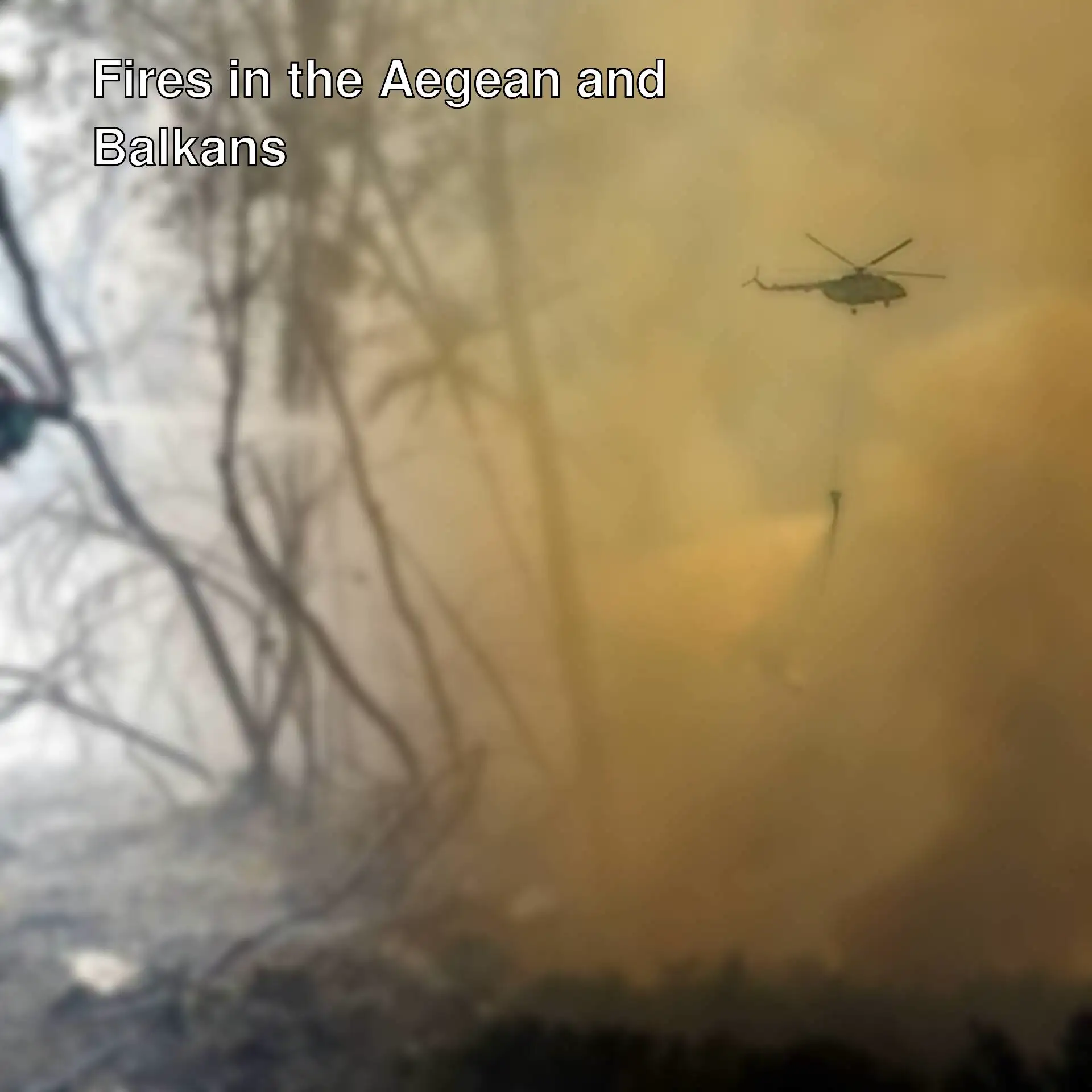 A helicopter extinguishing a forest fire. A helicopter extinguishing a forest fire.