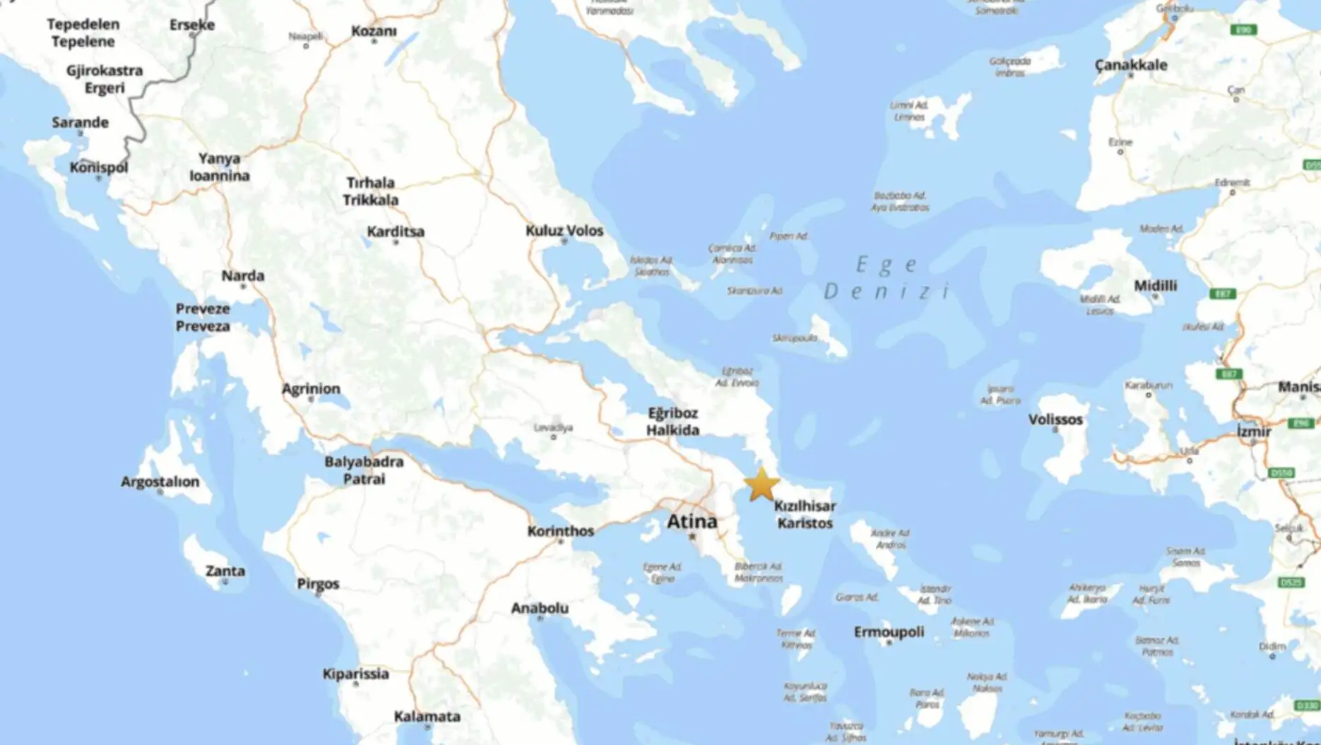 Map of the world showing earthquakes in the Aegean Sea. Map of the world showing earthquakes in the Aegean Sea.