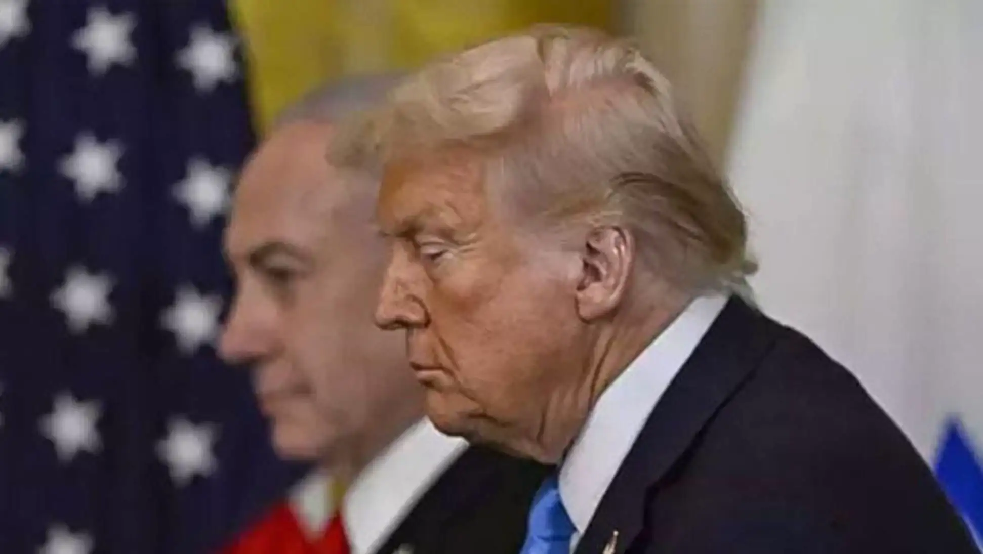 Trump, Netanyahu ile görüşme yaparken. Trump, Netanyahu ile görüşme yaparken.