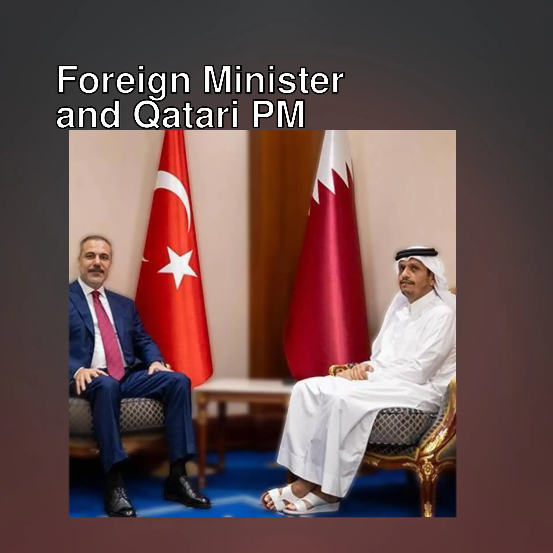 Foreign Minister Hakan Fidan and Qatari Prime Minister Al-Thani meeting.